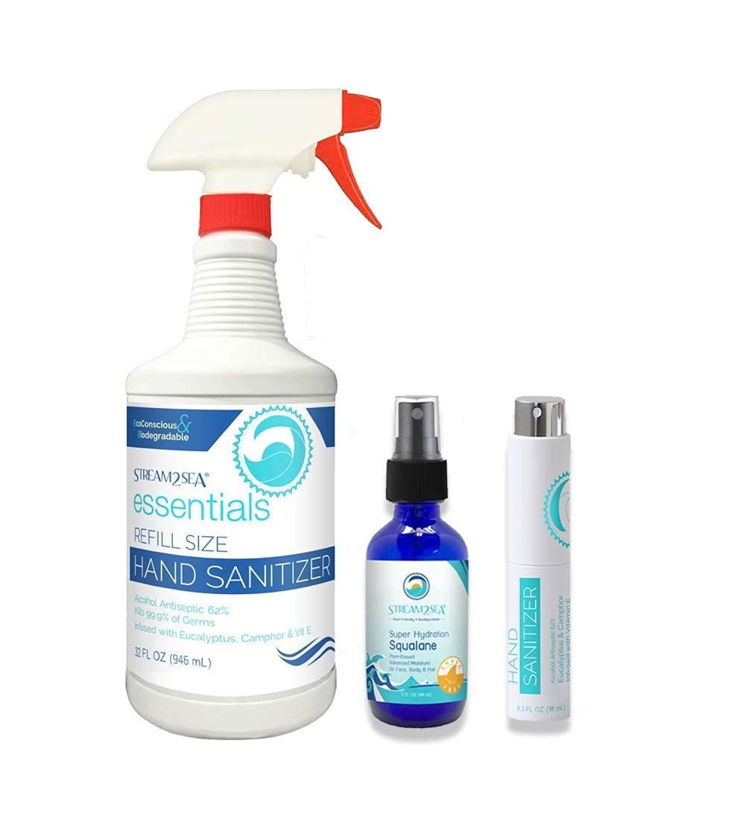 Stream2Sea 32oz Hand Sanitizer Refill with Squalane Oil - Natural Moisturization & Protection for Skin and Hair - Reef Safe Formula with Vitamin E - Buy Online on GoSupps.com