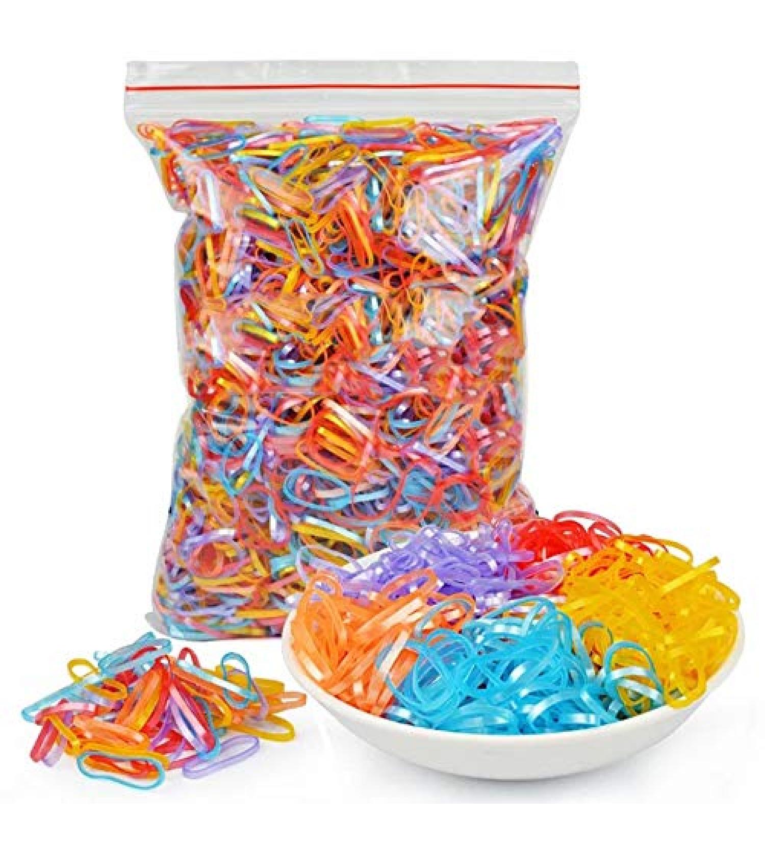 DOL 1000 Pieces Kids Disposable No Damage Hair Elastics | Girls Hair Ties Colored Small Size | Pearlized Color - Buy Online on GoSupps.com