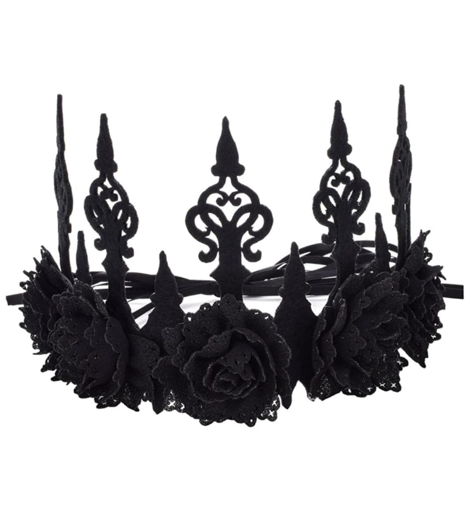 Gothic Floral Headpiece Halloween Vintage Crown Headband Black Rose Headband Hair Accessory for Women Girl. - Buy Online on GoSupps.com