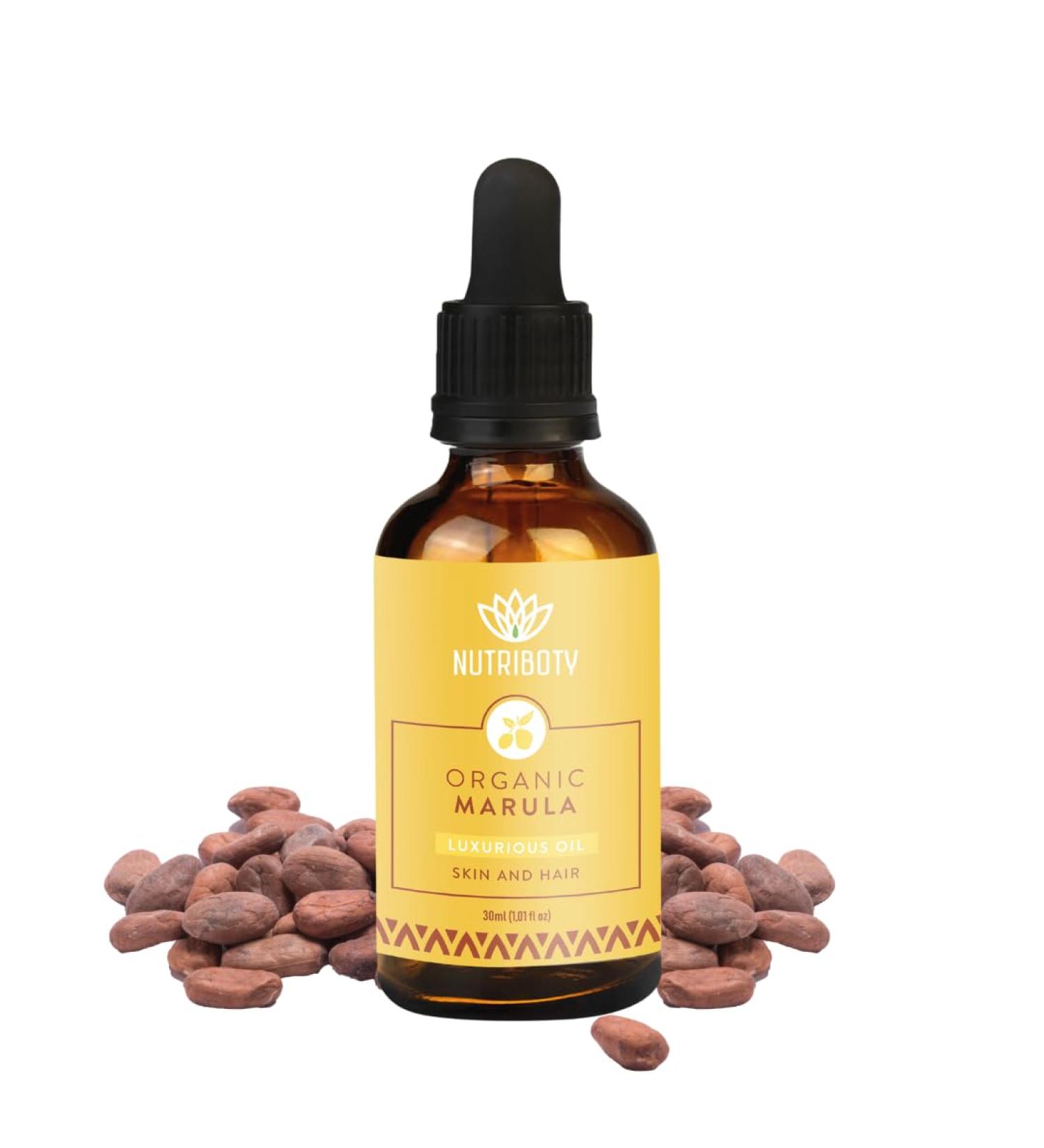 Nutriboty Marula Oil 30ml | 100% Natural Omega-9 & Linoleic Acid | Agricert Certified Skin & Hair Oil - Buy Online on GoSupps.com