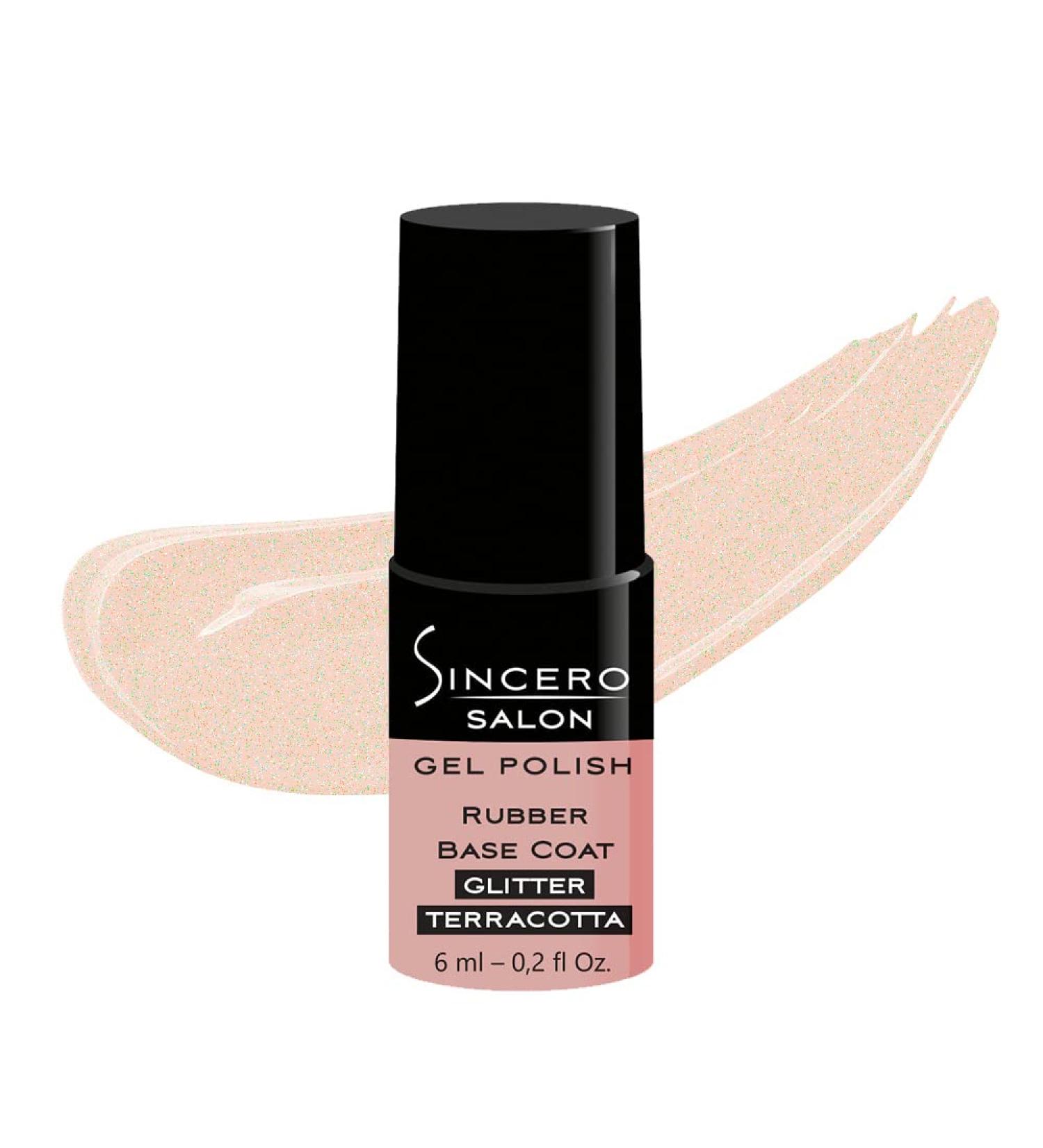 Sincero Salon - Rubber Base Gel Glitter Terracotta - Nail hardener - UV nail polish - gel nail polish for nail protection - Gel nail polish for damaged nails - UV gel nail polish - UV paint for manicure