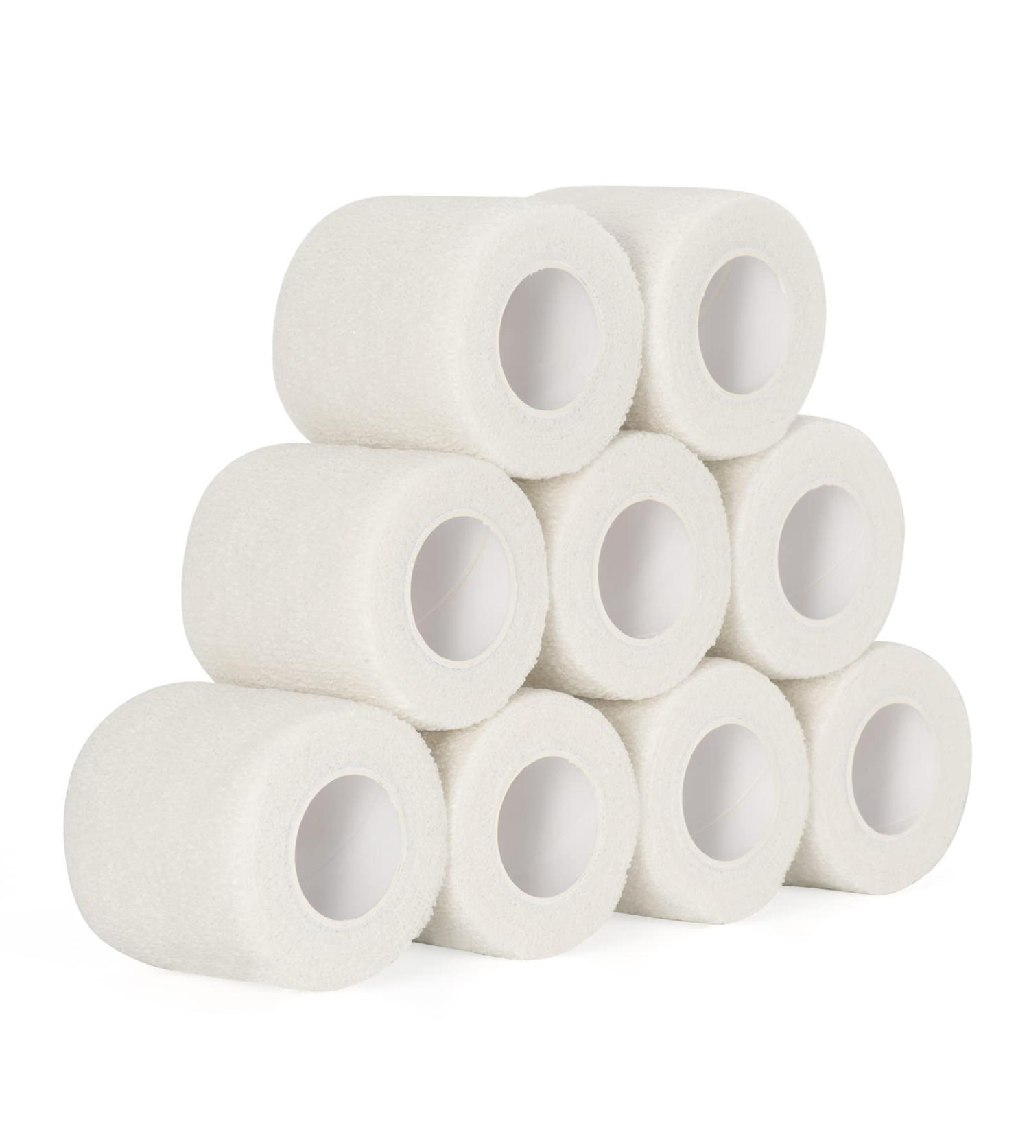 9 Roll Self-Adhesive Bandage 5cm x 4.5m Cohesive Vet Wrap for Pets (Cats Dogs Horses) Elastic Bandage for Wrist White - Buy Online on GoSupps.com