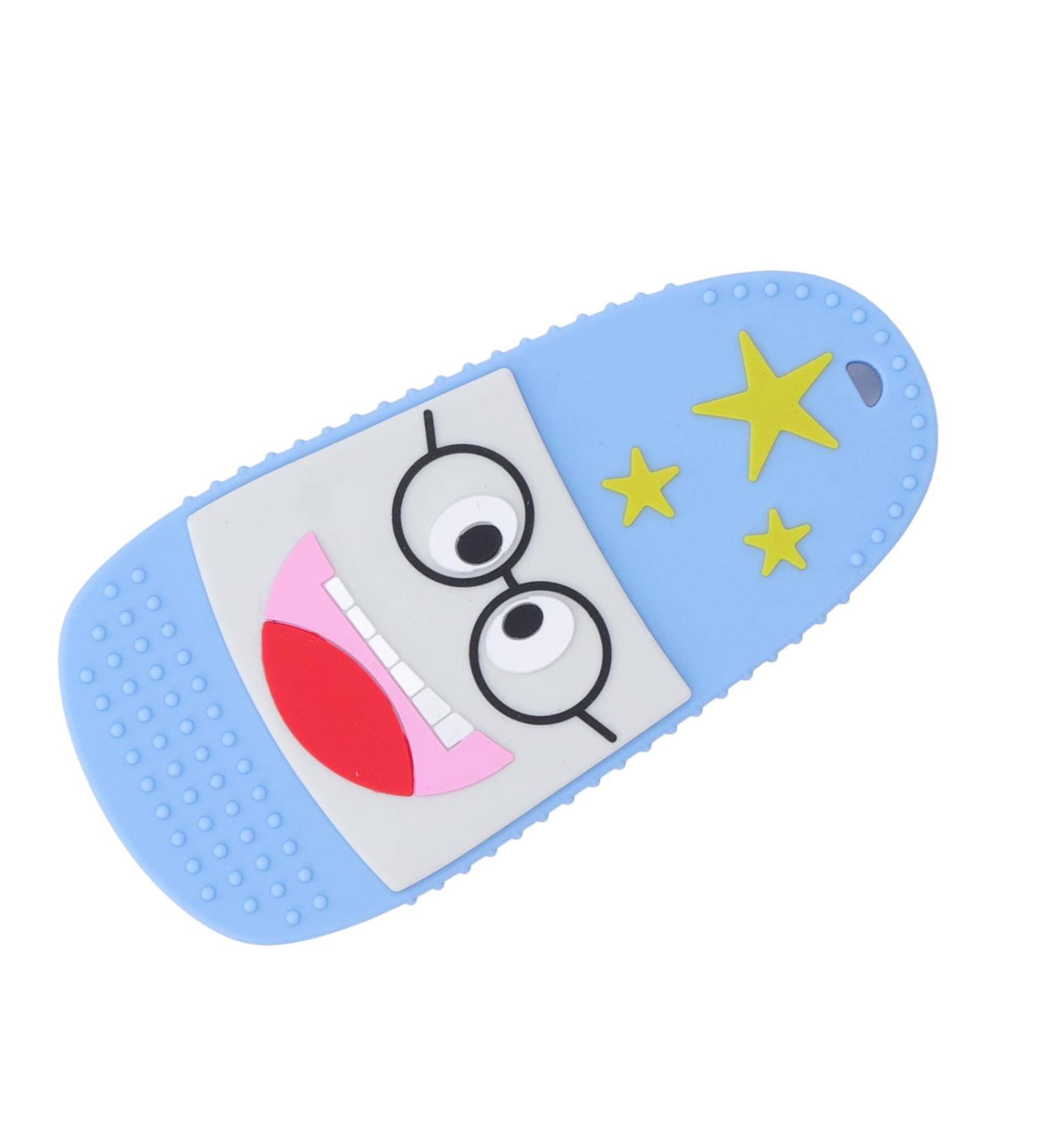Soft Silicone Baby Teething Toy - Slipper Shaped Design, Textured Patterns, Blue Color - Buy Online on GoSupps.com
