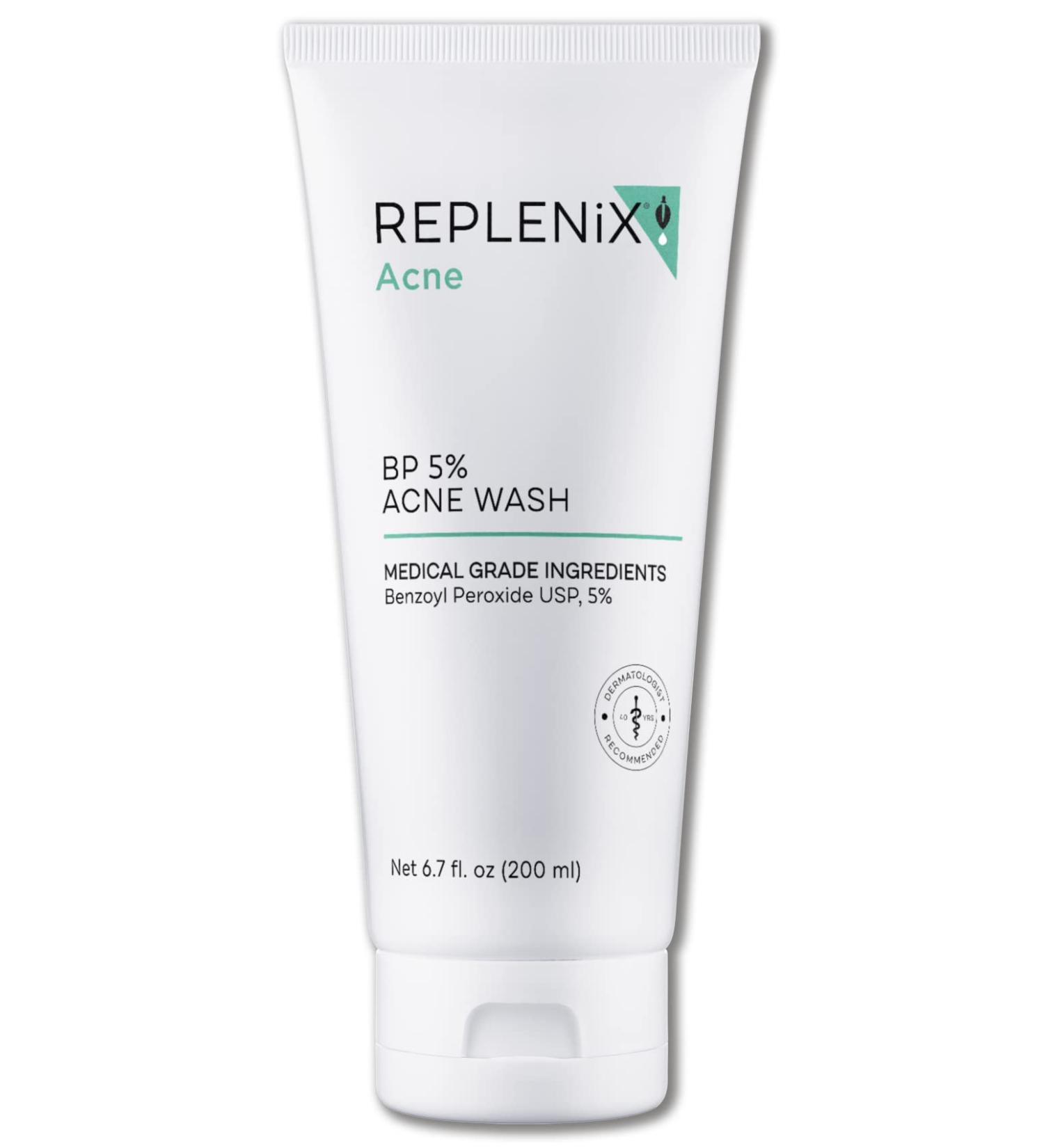 Replenix Acne Wash 5% Benzoyl Peroxide Face and Body Cleanser 6.7 oz - Soap-Free for Blemish Prone Skin - Buy Online on GoSupps.com