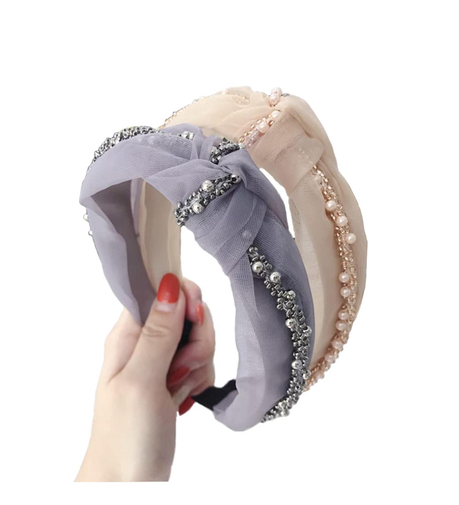 Wiwpar Beaded Knotted Headband - Khaki Boho Hair Accessories - Buy Online on GoSupps.com