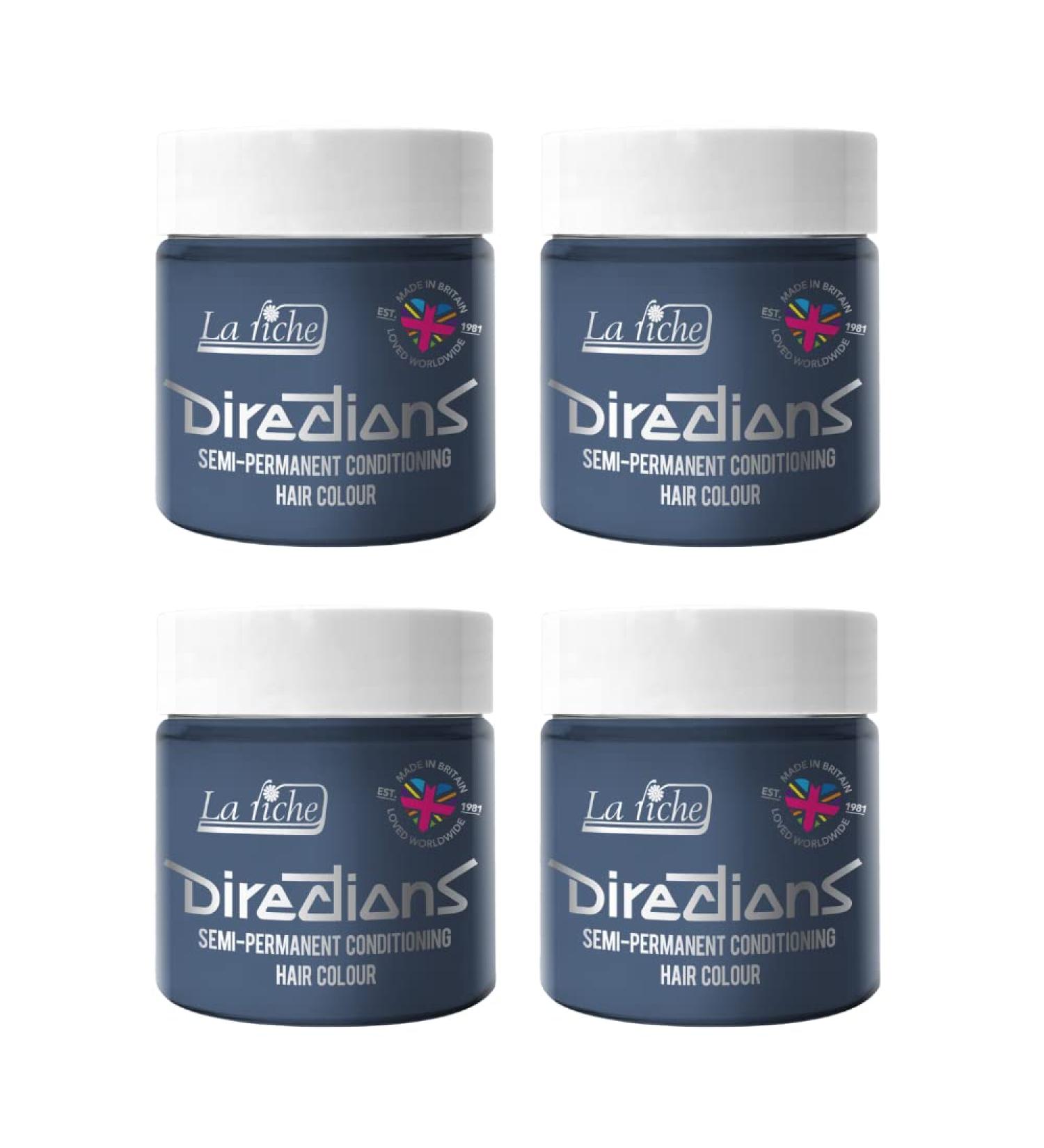 4x La Riche Directions Semi-Permanent Hair Color 100ml Tub - Slate Slate 100 ml (Pack of 4)