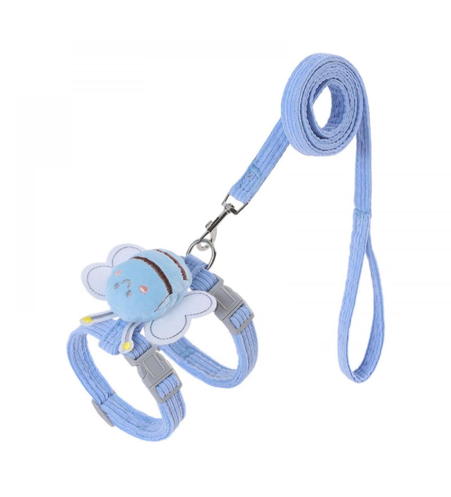 HAZARA Cute bee decorated escape-proof cat carrier anti-breakaway cat leash for outings adjustable cat leash chest and back cat leash-blue||M blue M - Buy Online on GoSupps.com