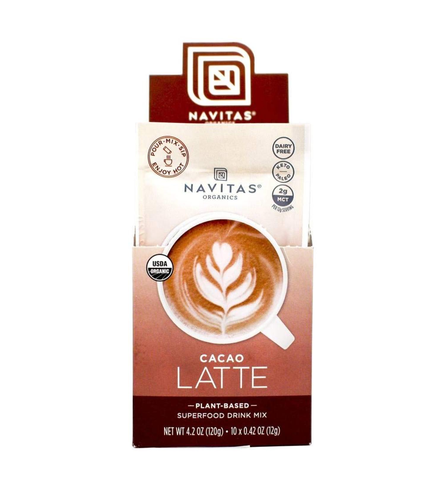 Navitas Organics Cacao Latte Superfood Drink Mix â€“ 10 Packets (0.31 oz each) - Organic & Delicious - Buy Online on GoSupps.com
