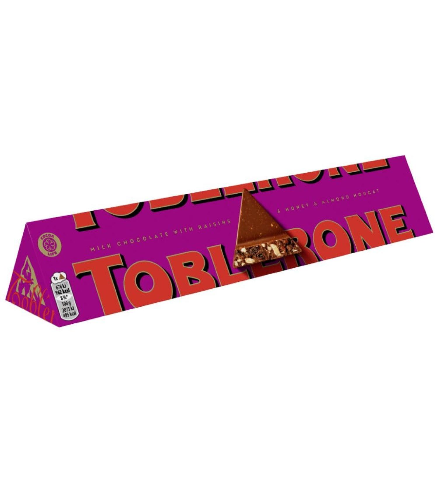 Toblerone Fruit & Nut Milk Chocolate with Honey, Almond Nougat and Raisins 100g