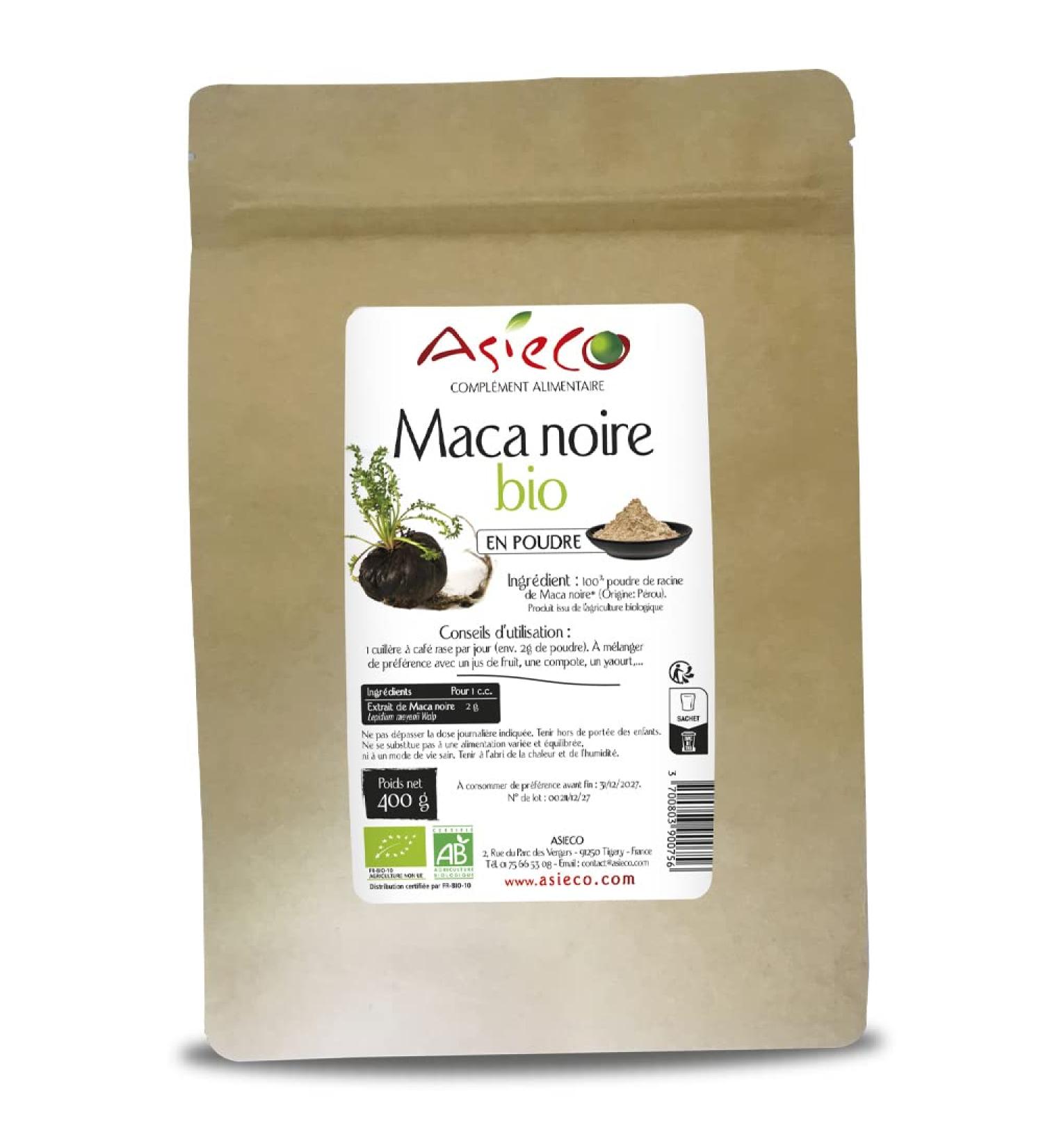 Black Organic Maca from Peru 400 g Bag - Many Virtues - Quality Product from Organic Agriculture - Asiaco - Buy Online on GoSupps.com