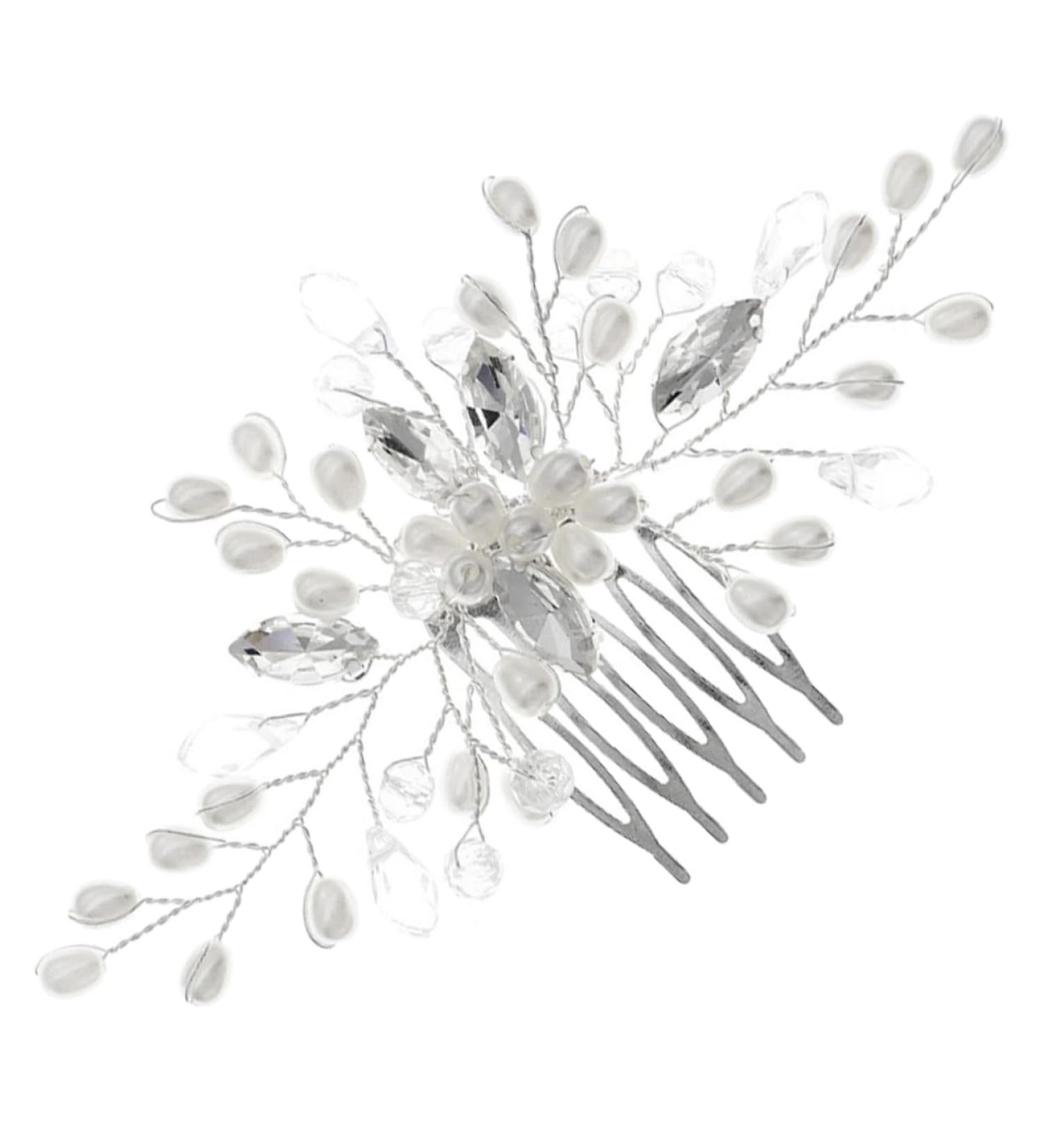 FRCOLOR Bridal Pearl Comb Barrettes for Hair Tiara for Headpiece for Women Rhinestone Hair Accessories Wedding Hair Clips Bridal Tiara Rhinestone Wedding Dress Bride Hair Comb - Buy Online on GoSupps.com