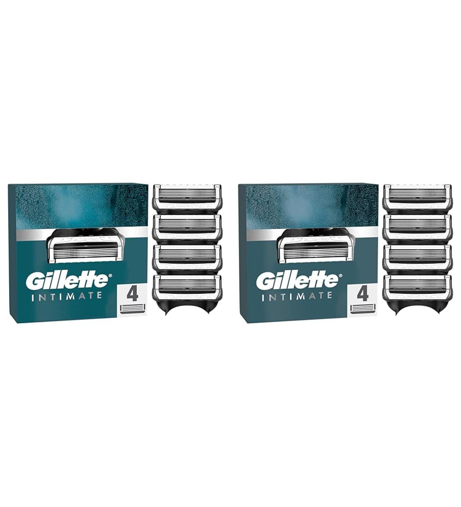 Gillette intimate razor blades 4 replacement blades for wet razors men with improved slide strips a gentle application and shower wearer simple storage dermatologically tested 4 pieces (2 pack)