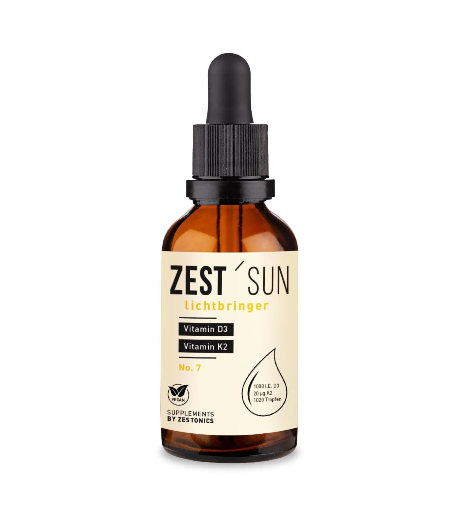  zestonics Vitamin D3 / K2 (1020 drops) Vegan - 99.7% All-Trans K2VITAL from Kappa - D3 in lichen - liquid high dose (1000 IU.) - Buy Online on GoSupps.com