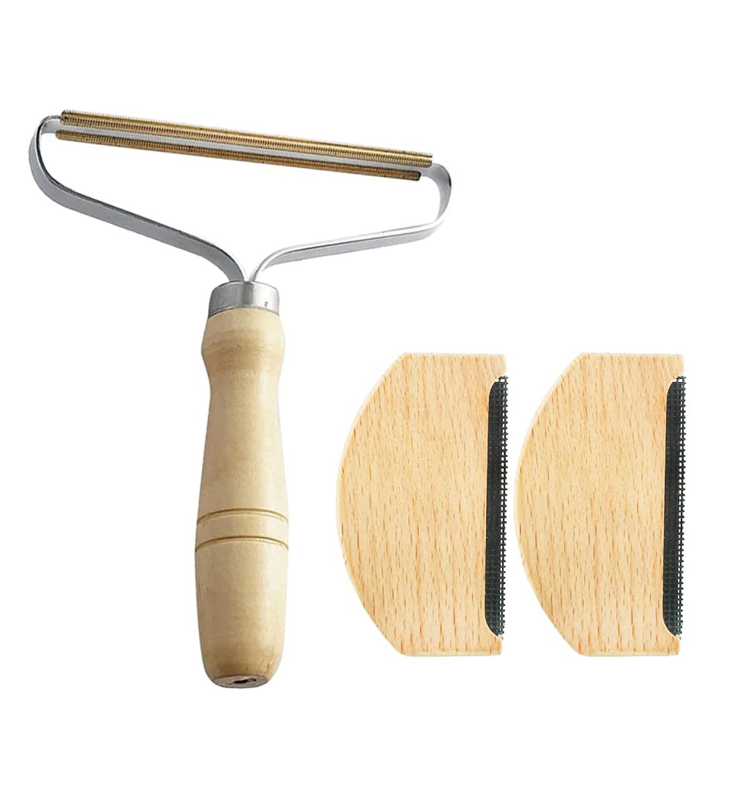 Dzsomt Kashmir Sweater Razor - 3-Piece Lint Remover Set with Wooden Handle | Portable Cashmere & Sweater Care Tool | Anti-Pilling Comb - Buy Online on GoSupps.com