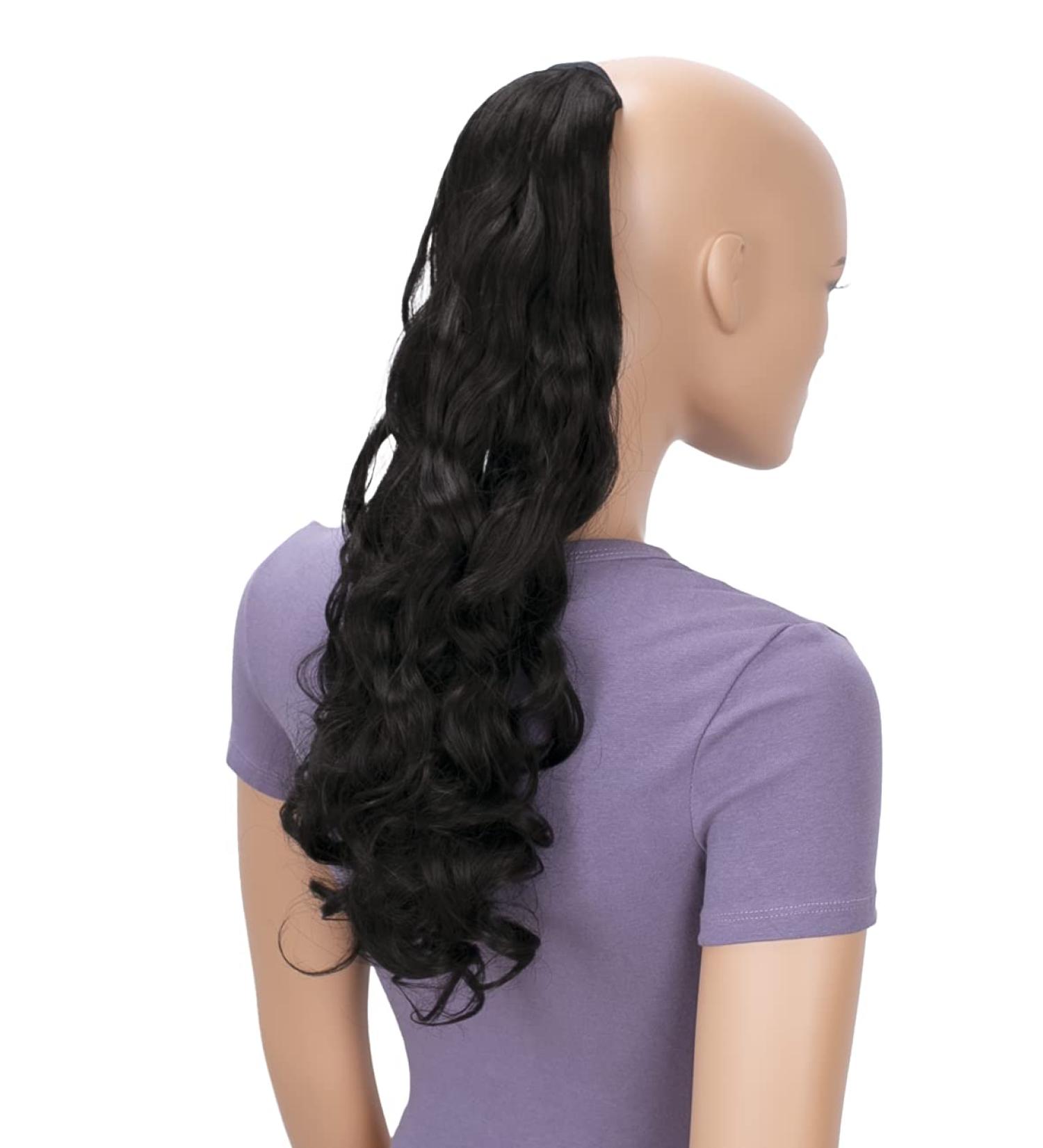 CAISHA 50cm Ponytail Braid Hair Extension - Curly Black Brown Hairpiece with 2 Bands | Shop Now! - Buy Online on GoSupps.com