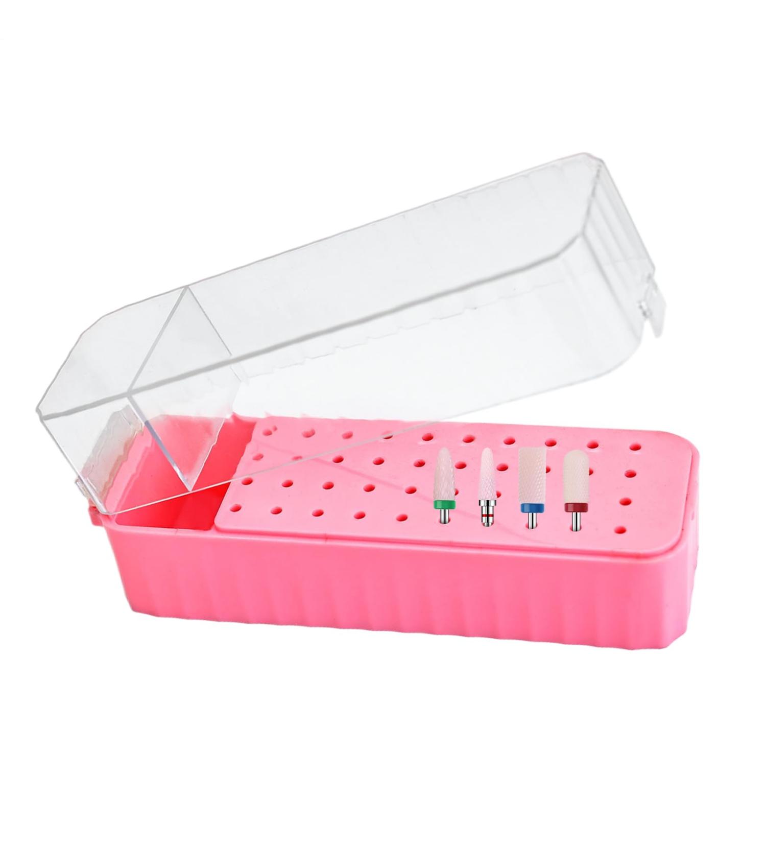 Nail drill case - 40-hole drill bit box with transparent dustproof lid - Presentation box for manicure gel removal and cuticle care - Buy Online on GoSupps.com