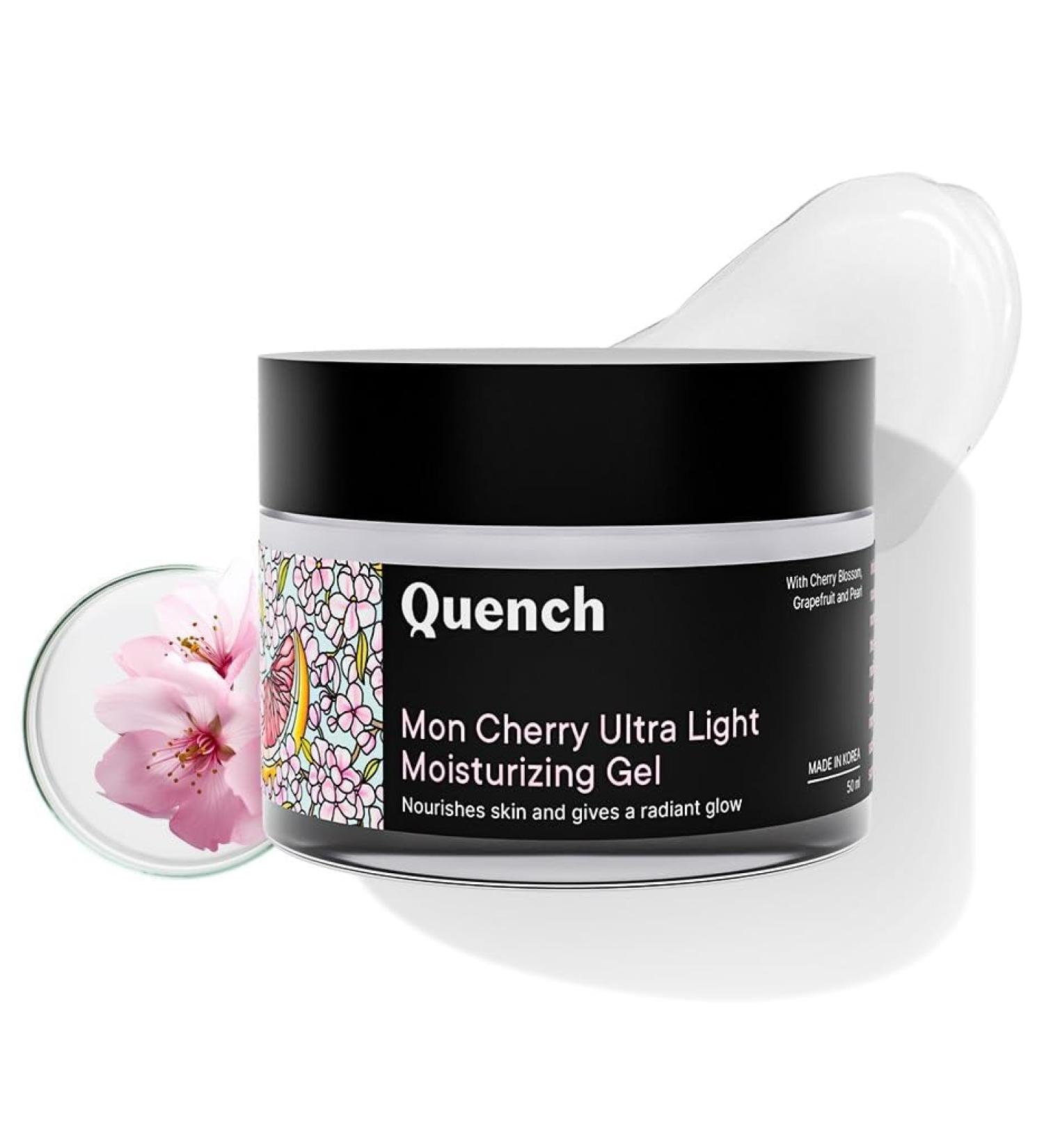 Que_nch Ultra Light Moisturizer - 2% Niacinamide Cherry Blossom & Pearl Extracts | Brightens Calms Anti-Aging | Made in Korea | 50ml - All Skin Types - Buy Online on GoSupps.com