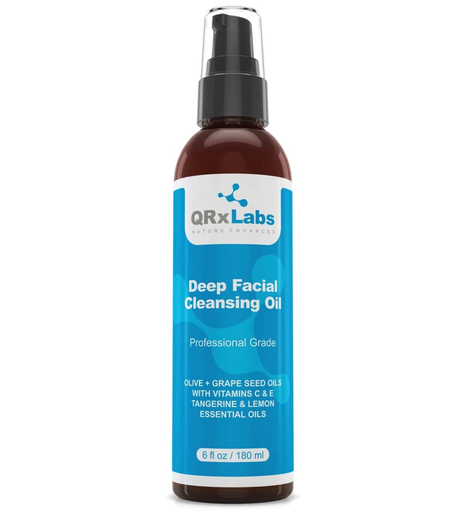 Deep Cleansing Facial Oil with Olive & Grape Seed Oils, Tangerine & Lemon Essential Oils | Vitamin C & E Infused | Best Cleanser for Dry Skin | Makeup Remover & Face Wash - 6 fl oz - Buy Online on GoSupps.com