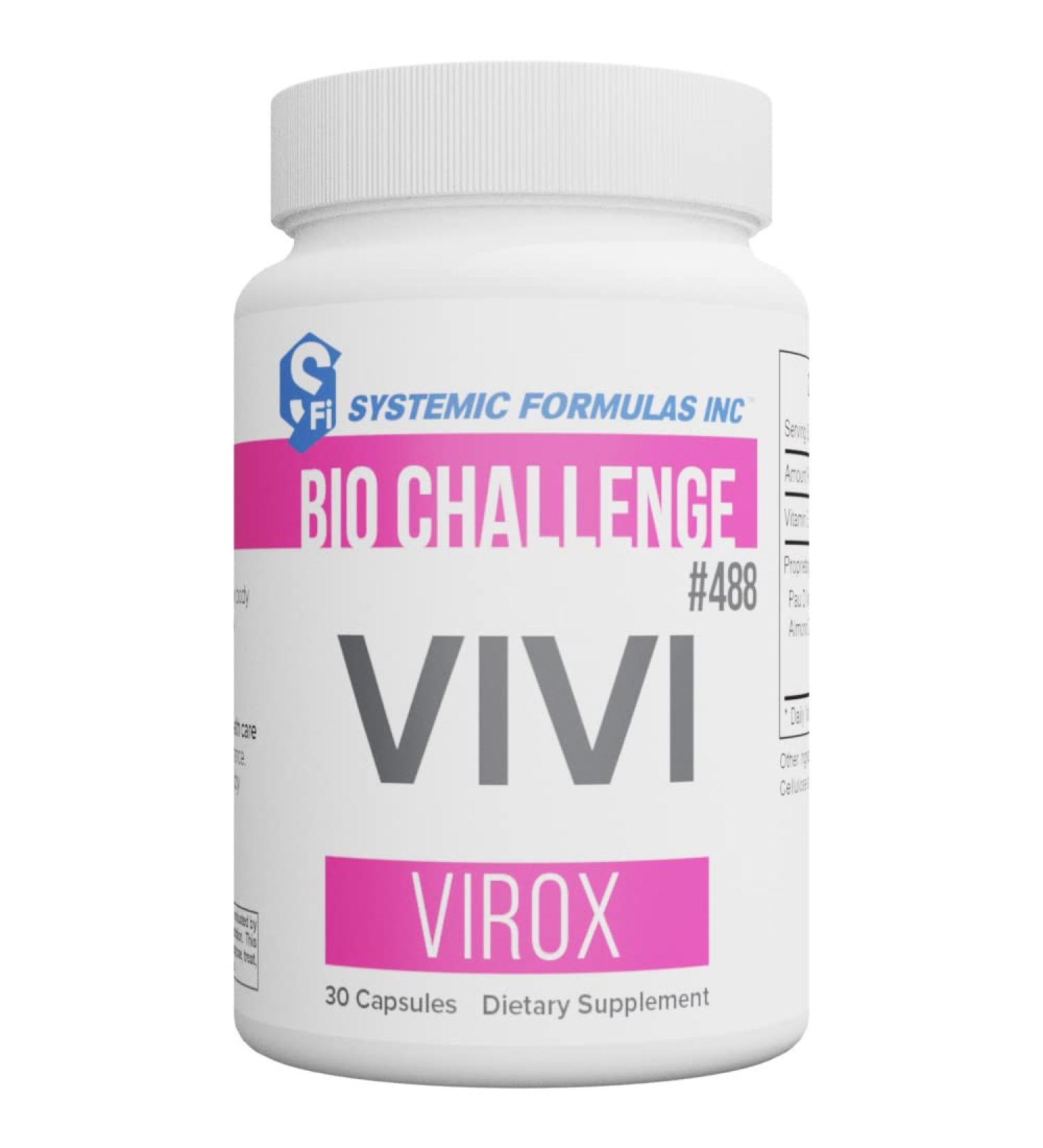 Systemic Formulas Bio Challenge #488 VIVI Virox - 30 Capsules. Powerful Immune Support Blend with PAU D Arco Leptotaenia Oil (Lomatium dissectum) Bitter Almond Oil Jojoba Oil and Vitamin E. - Buy Online on GoSupps.com