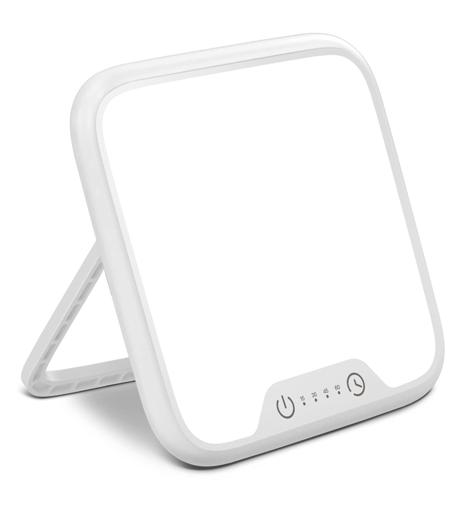 Ultra-Thin 10000 Lux Light Therapy Lamp | UV-Free, Touch Control, Stepless Brightness | 4 Timer Functions | Memory Function | 90 Rotatable Stand | White - Buy Online on GoSupps.com