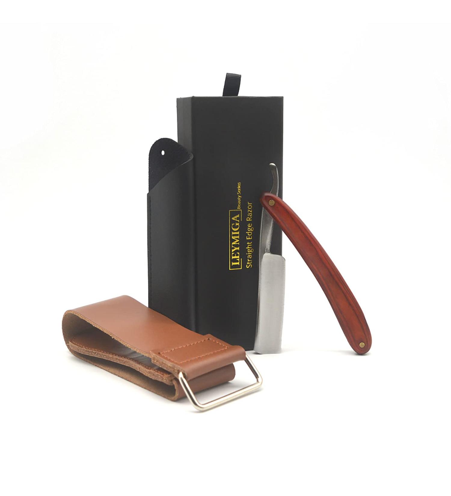 LEYMIGA Straight Razor Shaving Kit with Strop & Case - Shave Ready Straight Edge Razor Blade for Men - Vintage Classic Barber Cutthroat Razor Knife - Carbon Steel - Gift Packing Razor - Buy Online on GoSupps.com