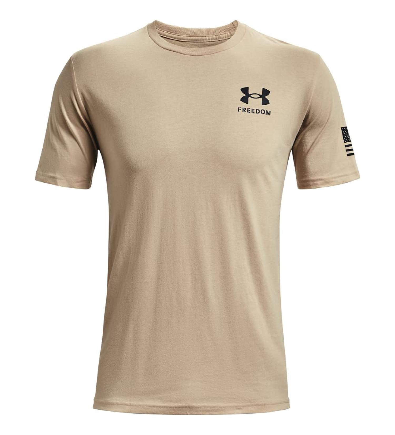 Under Armour Men's New Freedom Flag T-Shirt Desert Sand (290)/Black Large
