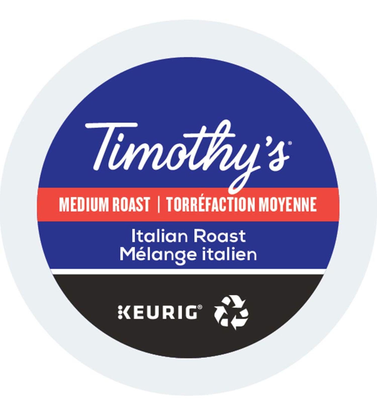 Timothy's World Italian Blend Coffee K-Cups for Keurig Brewers 96 Count