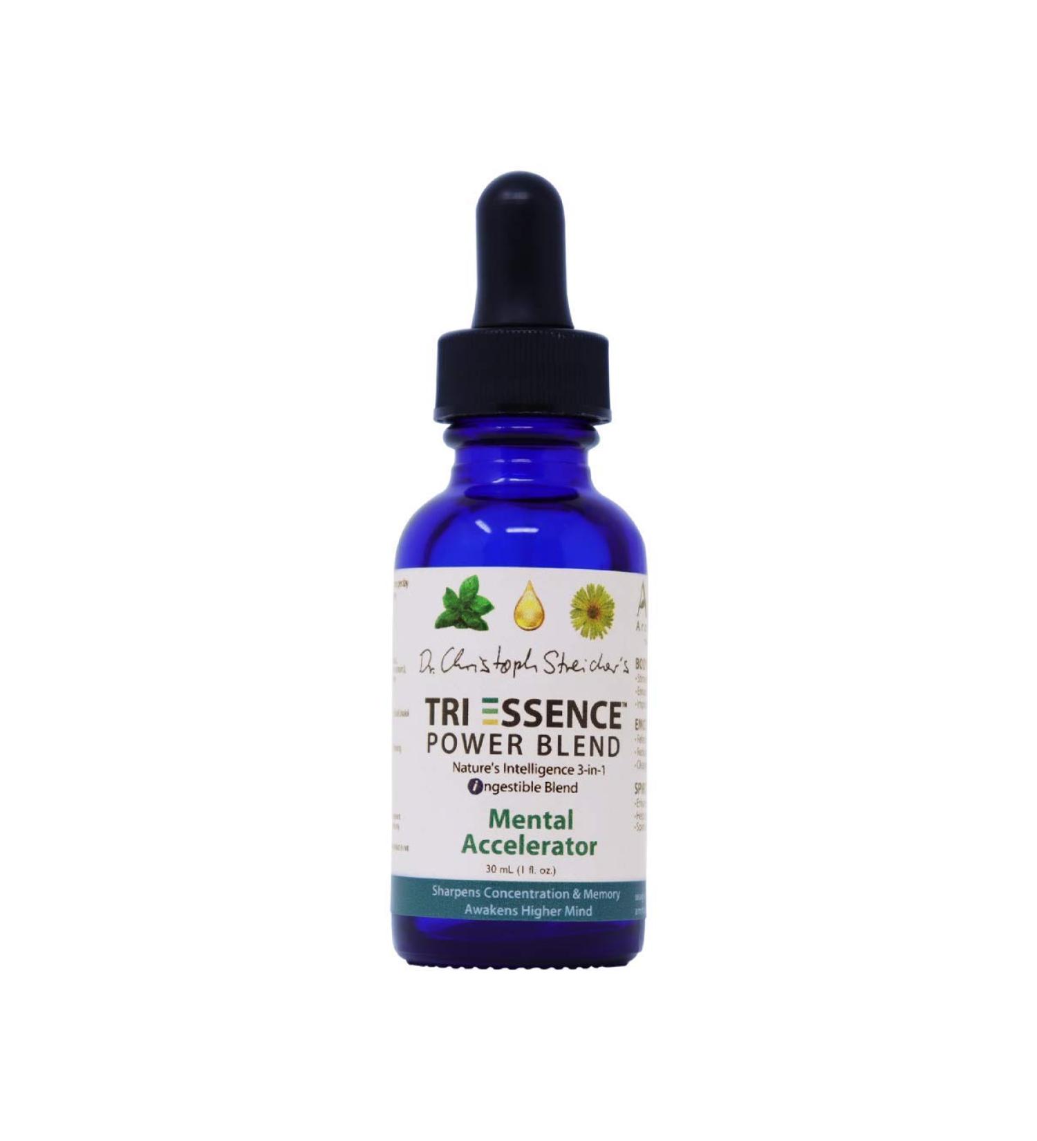 Mental Accelerator Tri-Essence Power Blend - Blended with Natural Herbal Extracts Flower Essences and Essential Oils - Size: 30mL (1 fl. oz.)