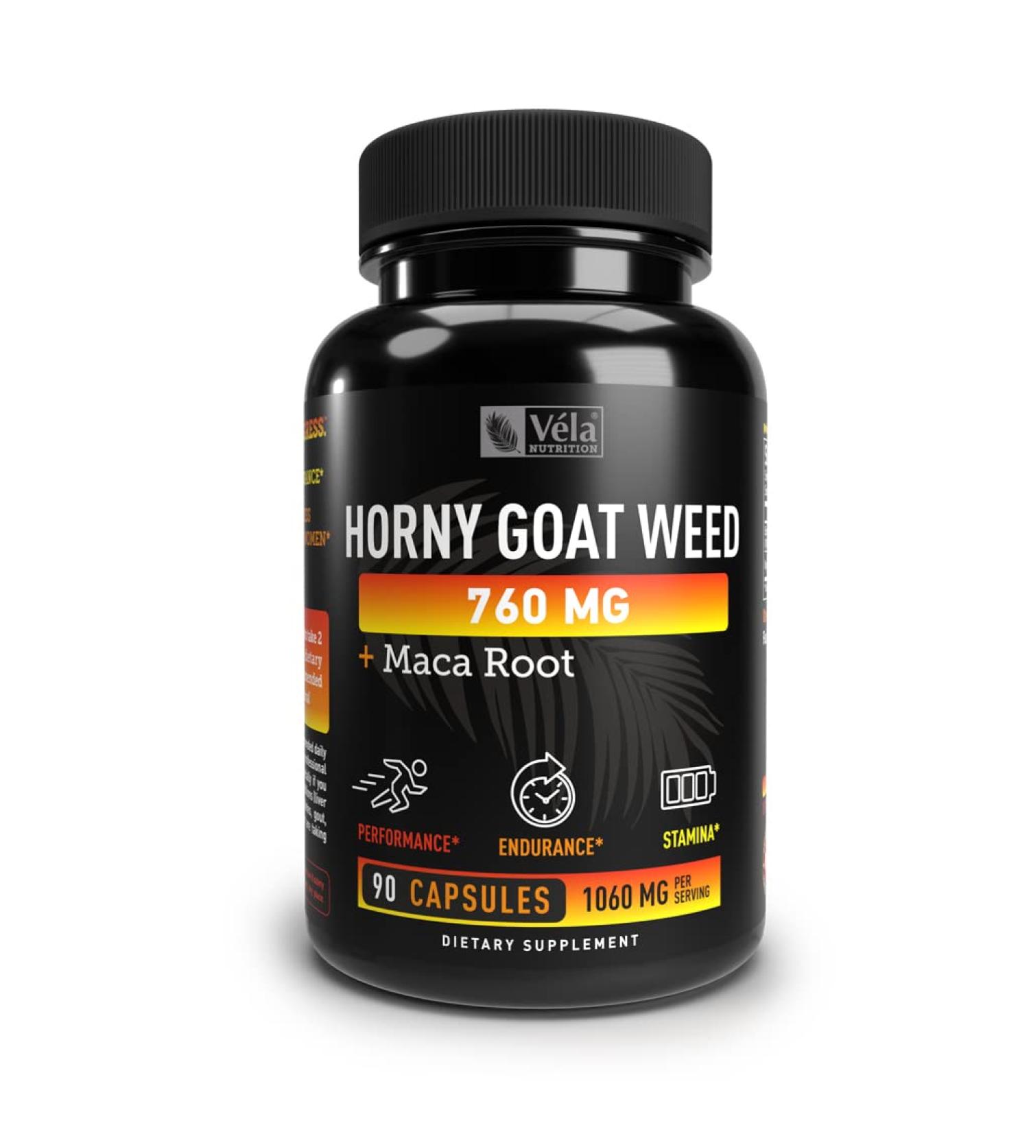 Horny Goat Weed & Maca Extract Capsules | 1050mg | Performance & Stamina Support | Non-GMO GMP Certified - Buy Online on GoSupps.com