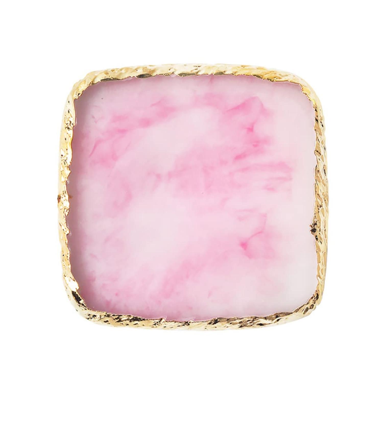 Manicure accessory 1pc Square Resin Nail Art Painting Gel Palette Golden Edge Polish Agate Mix Stir Crystal Resin Stone Plate Manicure Accessory DIY Tool Pink - Buy Online on GoSupps.com