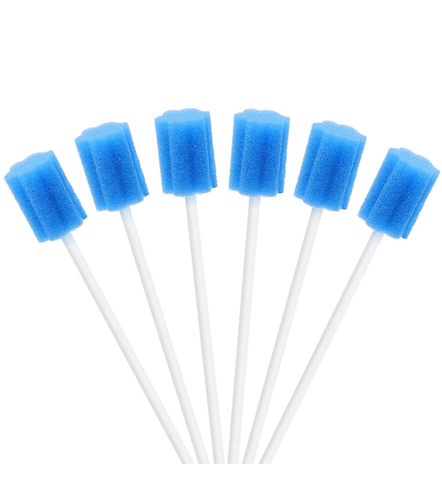 Voarge 100 Mouth Care Sticks - Disposable Oral Hygiene Sponges for Clean Mouths | Cotton Sponge Mouthpieces - Blue - Buy Online on GoSupps.com