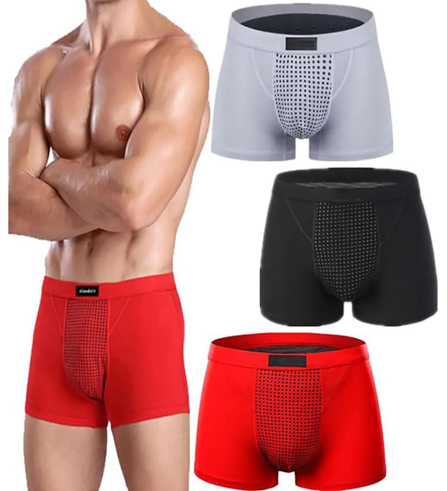 Men's Health Enlargement Underpants with Magnetic Therapy Physiological Underwear 52 Energy Magnets Pack of 3 (Tricolor L) Tricolor Large - Buy Online on GoSupps.com