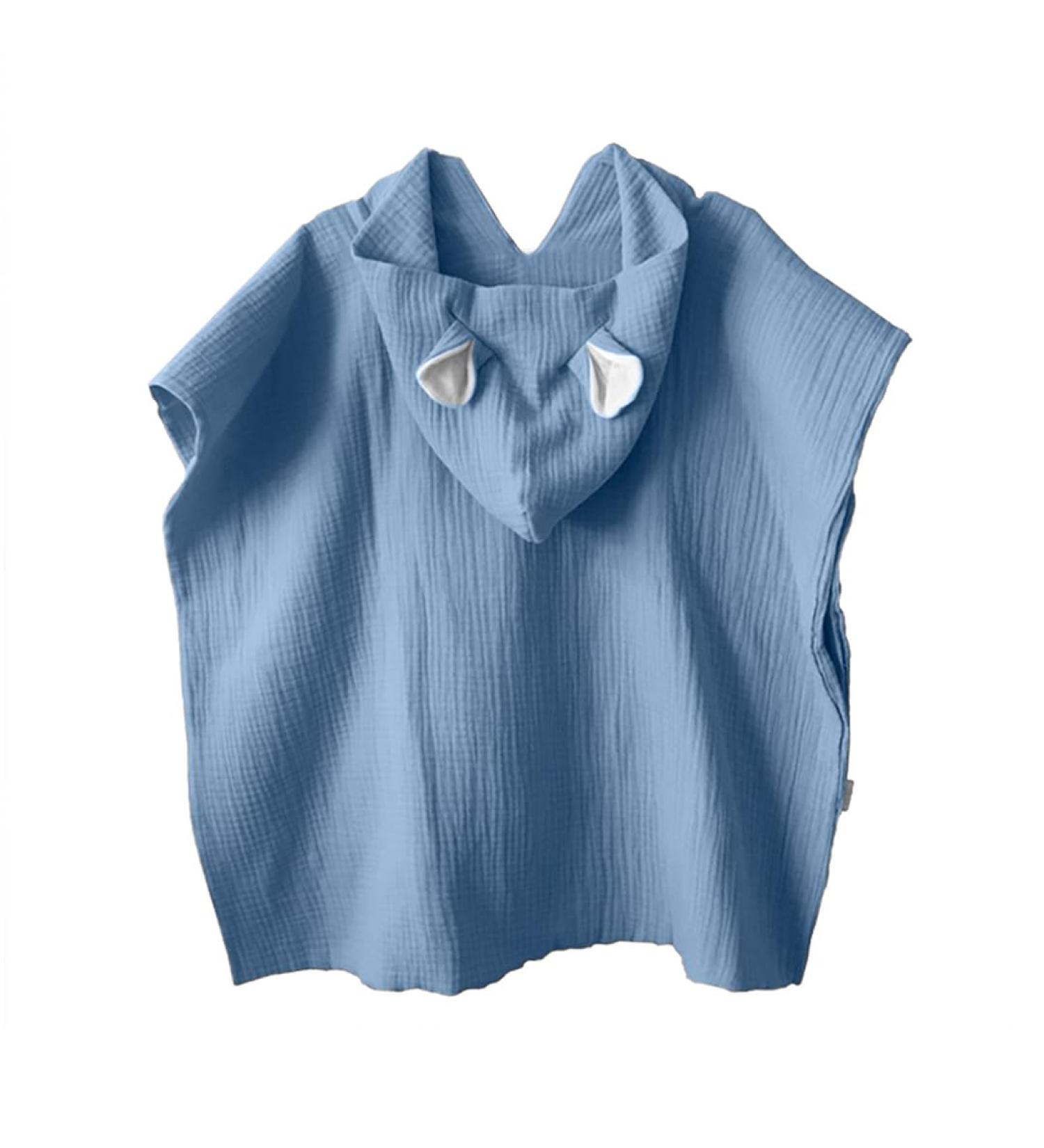 Mimuselina Baby Bathing Poncho | Soft & Absorbent Cotton Towel for Kids | Quick-Drying Bathrobe for Beach & Pool - Blue - Buy Online on GoSupps.com