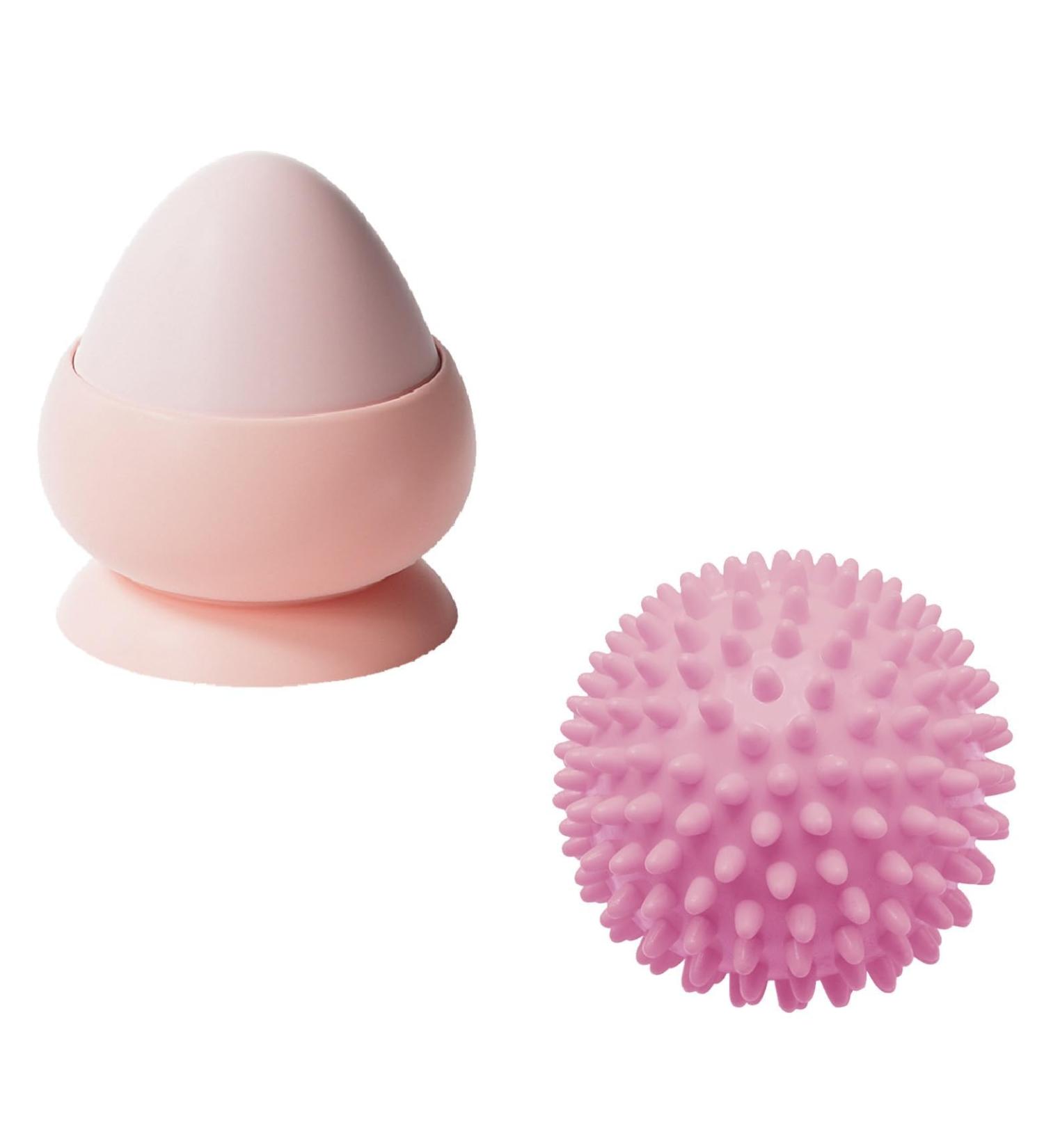 Pink Trigger Point Presser Fascia Ball - Massage Device for Muscle Pain & Tension Relief | Suction Cup Handle & Pink Hedgehog Ball - Buy Online on GoSupps.com