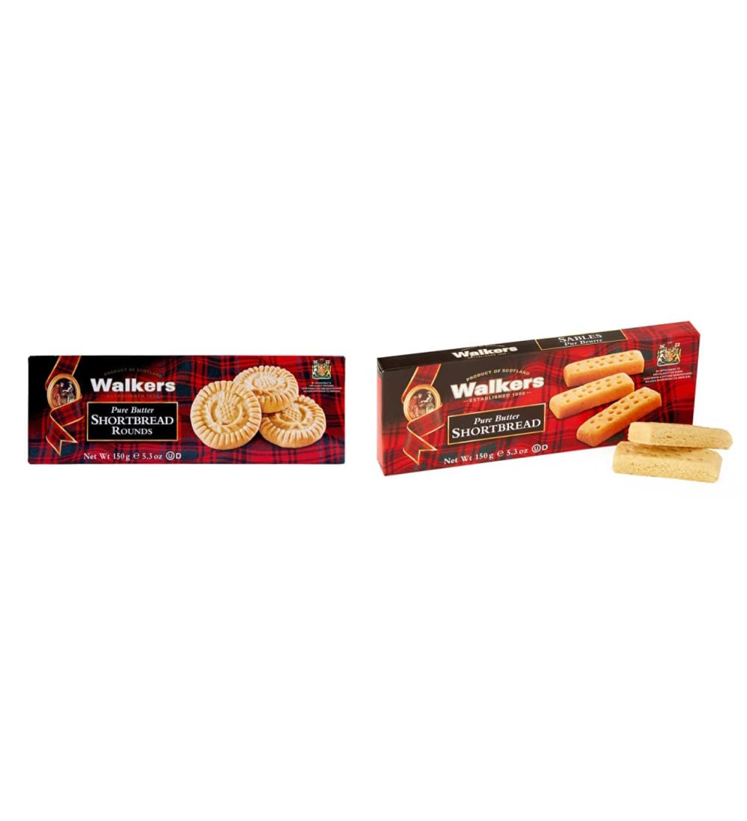 Walkers Pure Butter Shortbread Rounds Cookies 150 Gram & Shortbread Fingers 150g
