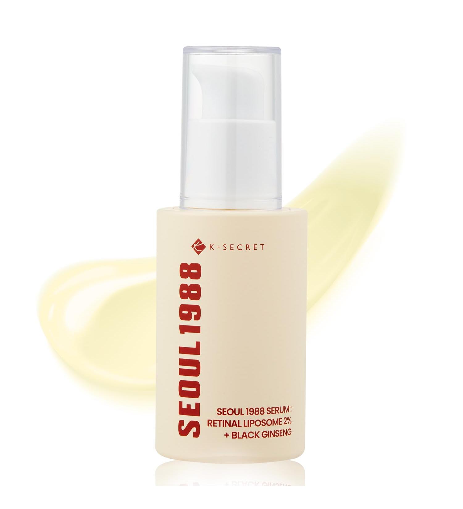 K-SECRET SEOUL 1988 Retinal Serum: Retinol Serum for Face Anti Aging Wrinkle Care - 2% Retinal Liposome Black Ginseng Niacinamide Bakuchiol Vitamin C & 3 Peptides - Korean Skincare Fragrance Free 30mL - Buy Online on GoSupps.com