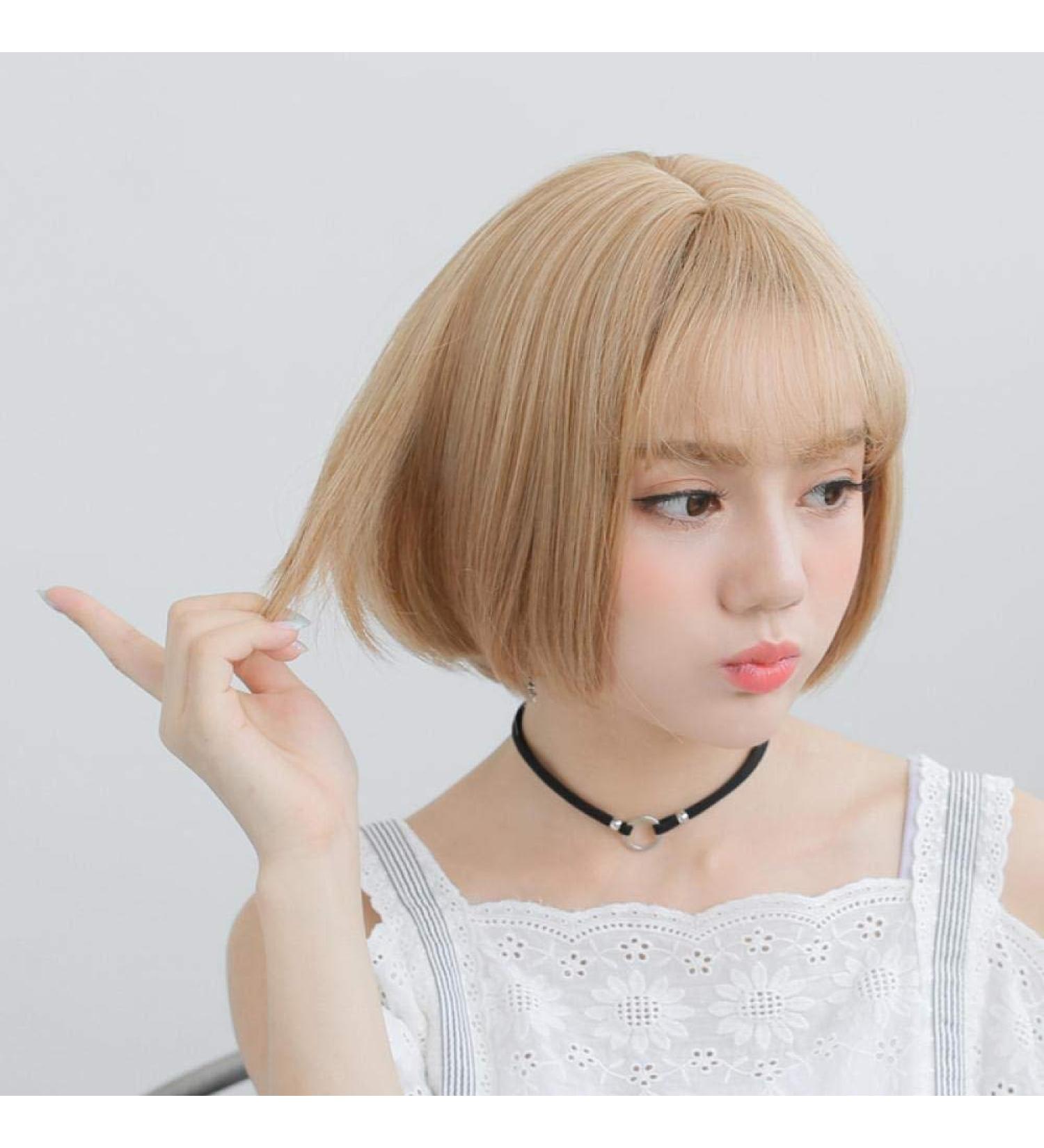 Shop BGHJUE Short Hair Wig for Women - Air Thin Bangs Fluffy BOB Style Realistic Straight Hair - International Shipping Available - Buy Online on GoSupps.com