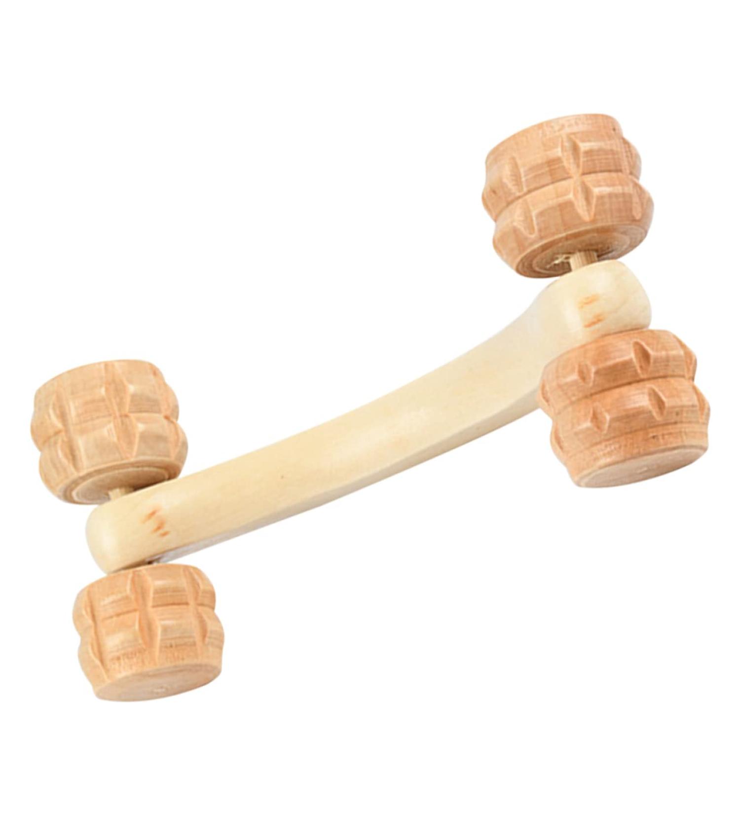 Lurrose Wooden Massage Roller - Back & Facial Massage Device for Deep Tissue Relief | Handwick Foot & Arm Roller 17x6.8cm - Buy Online on GoSupps.com