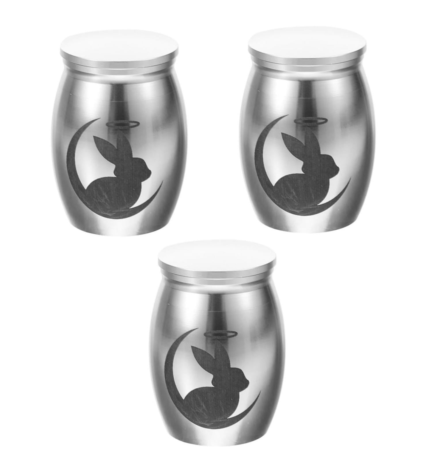 BESPORTBLE 3pcs Rabbit Urn Small Pet Urn Urns Bunny Memorials Pet Urn Keepsake Urn Dog Urn Stainless Steel 4.00X3.00X3.00CMx3pcs Silverx3pcs - Buy Online on GoSupps.com