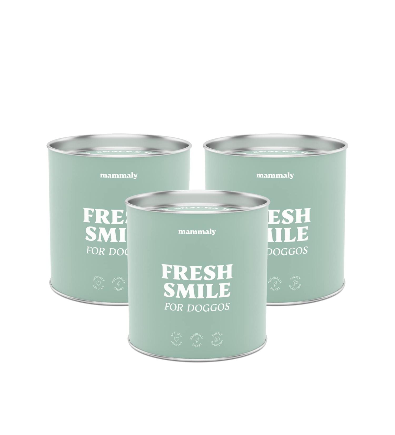 Mammaly Dental Care Snacks for Dogs - Fresh Smile Bad Breath Remedy Fressnapf Award Winner - 270 Snacks (3 Pack) - Buy Online on GoSupps.com