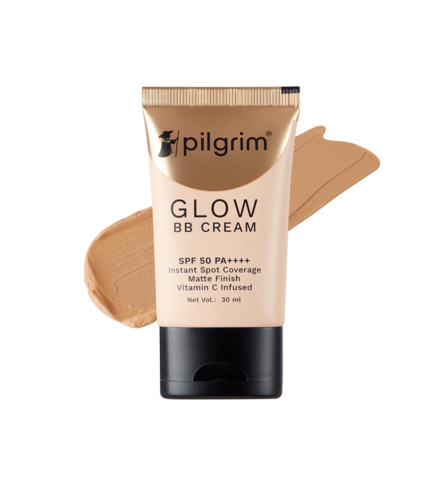Pilgrim Beige Glow BB Cream SPF 50 PA++++ with Vitamin C | Medium Skin Tone | Lightweight Matte Makeup for Daily Wear Sheer Coverage & Smooth Finish | 1.01 Fl Oz (30ml) - Buy Online on GoSupps.com