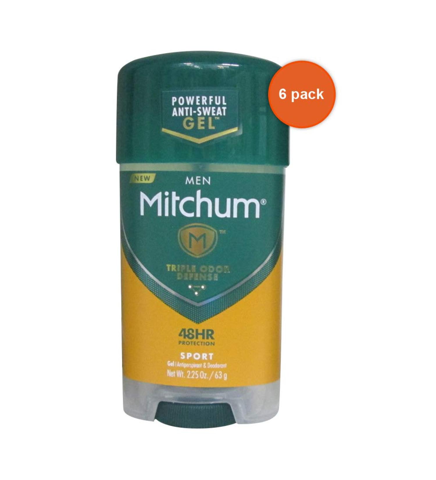 Mitchum Men Gel Antiperspirant Deodorant Sport - 6 Pack (2.25 oz) | Long-Lasting Odor Protection for Active Lifestyles - Buy Online on GoSupps.com