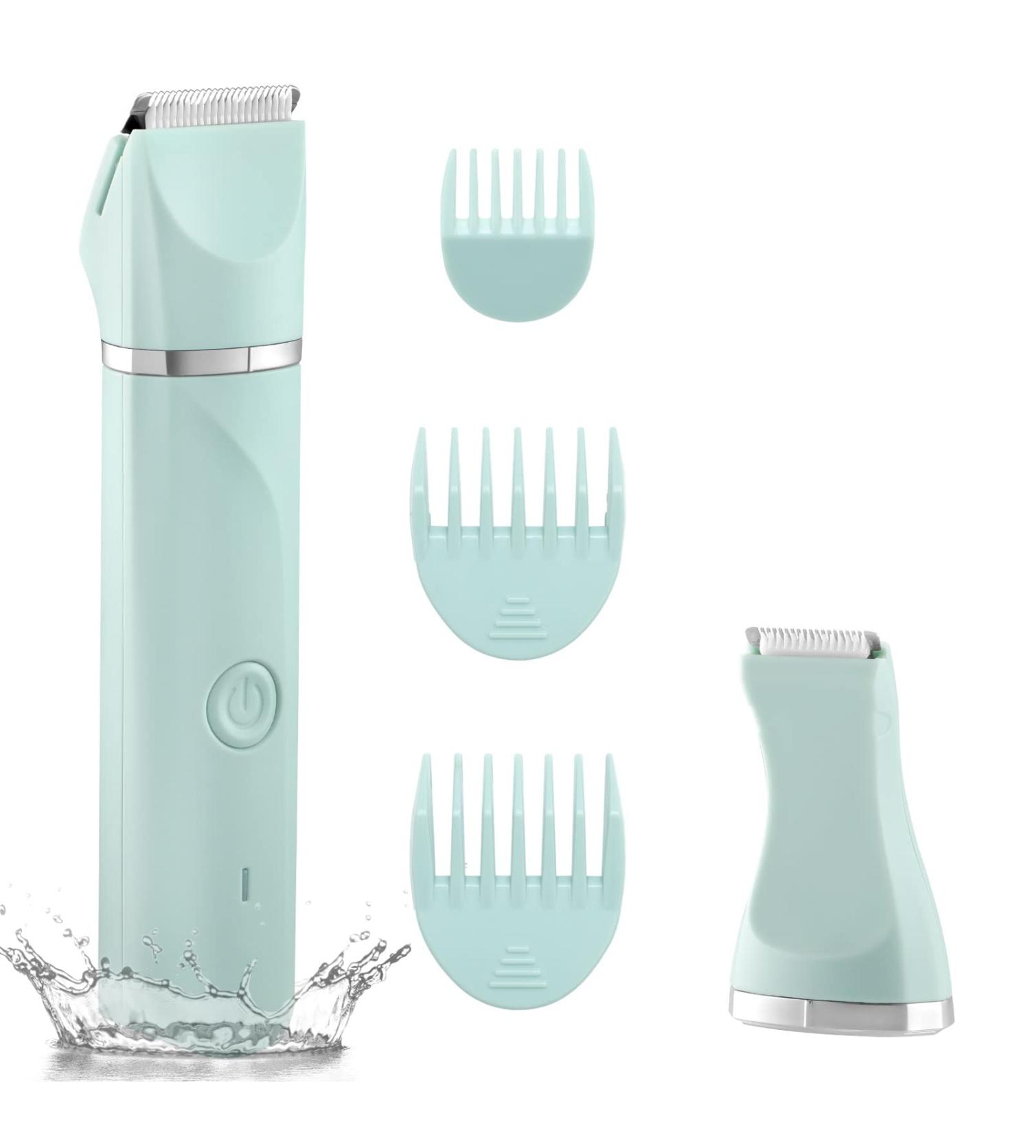 Electric Bikini Trimmer for Women - Ceramic Blades, IPX7 Waterproof, Wet/Dry Use - Green - Buy Online on GoSupps.com