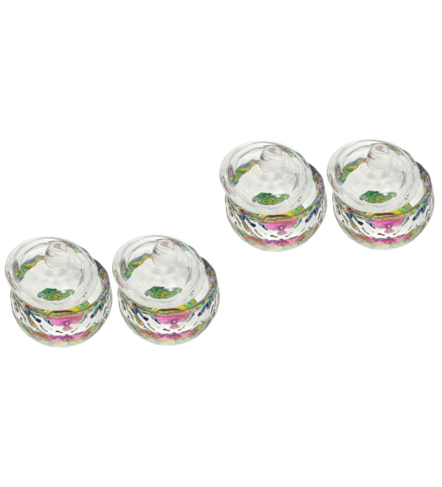 FRCOLOR Set of 4 Nail Art Crystal Cups Cosmetics Round Storage Powder Dapping Dish Nail Clamps Glass Cup Container for Liquid Powder Nail Art Cup Manicure Crystal Glass Bowl - Buy Online on GoSupps.com