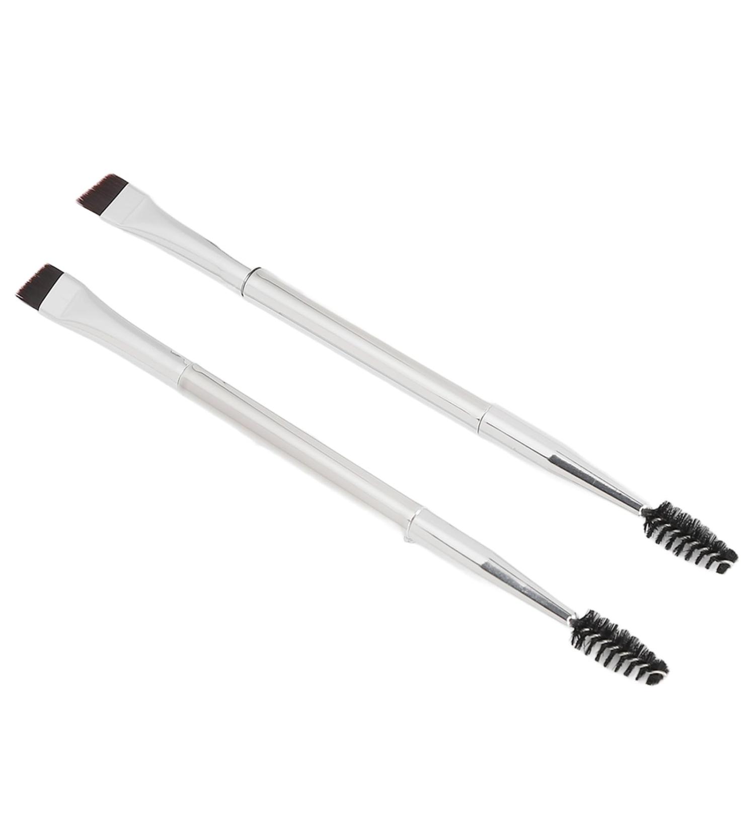 Double Ended Brow Brush Precise Strokes Soft Hair Even Distribution for Shape and Fill Brows Suitable for Weddings Daily Use Silver - Buy Online on GoSupps.com