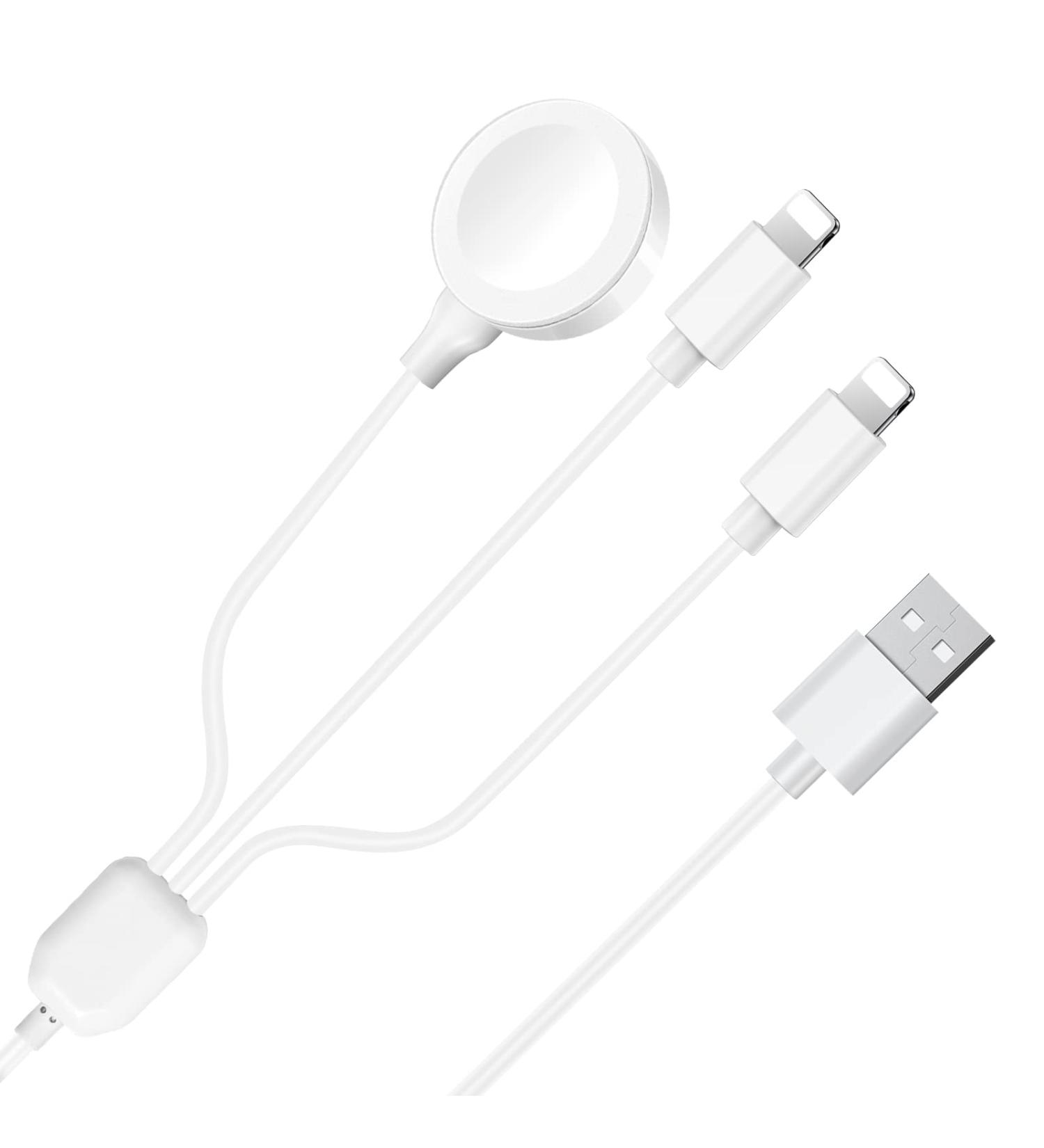 3-in-1 Charger Cable for Apple Watch, iPhone & Airpods | Wireless Watch Charger | Compatible with Apple Watch Series 7-1, iPhone 13-11 Pro Max, iPad - White - Buy Online on GoSupps.com