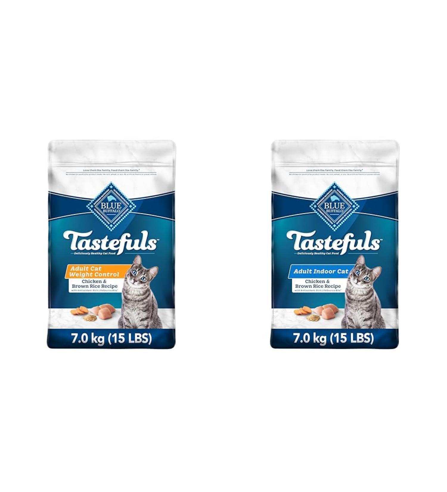 Blue Buffalo Weight Control Natural Adult Dry Cat Food Chicken and Brown Rice 6.8kg Bag Kibble Large Bag & Indoor Health Natural Adult Dry Cat Food Chicken and Brown Rice 6.8kg Bag Large Bag - Buy Online on GoSupps.com