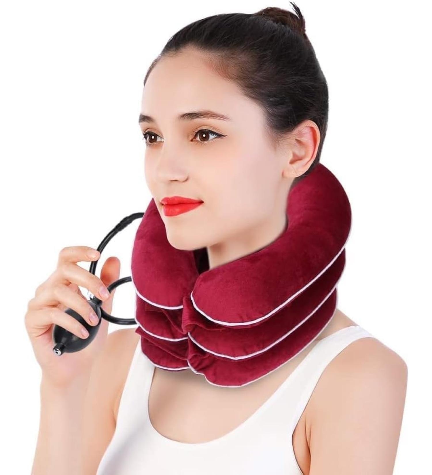SSDDDLZEQ Luft-Blasbar Neck Support - Cervical Spine Decompression & Pain Relief - Red - Buy Online on GoSupps.com