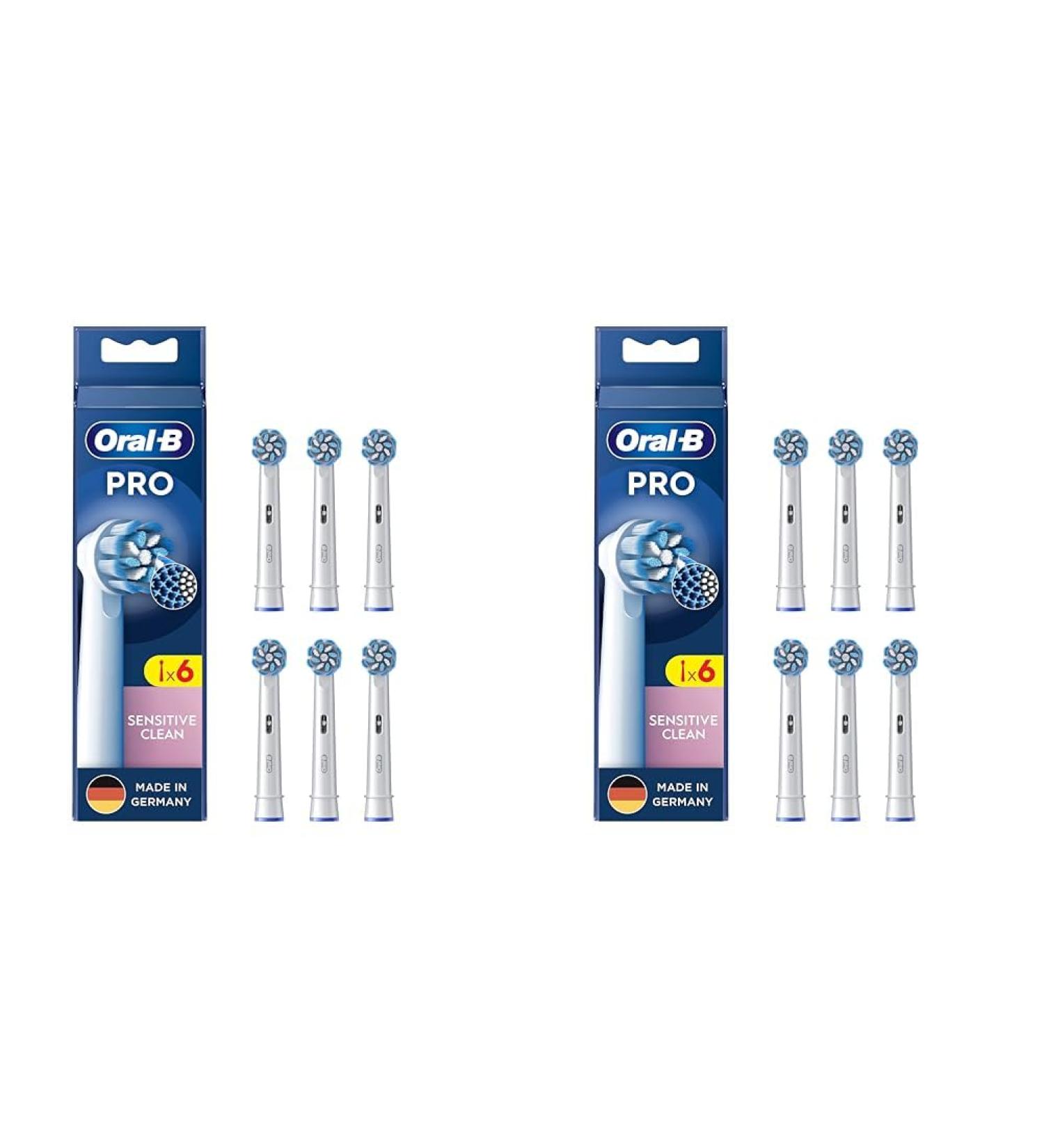 Oral-B per sensitive clean plug brushes for electrical toothbrush 6 pieces gentle tooth cleaning innovative x-shaped bristle original oral-B toothbrush attachment made in Germany (pack of 2) 6 pieces (2 pack)