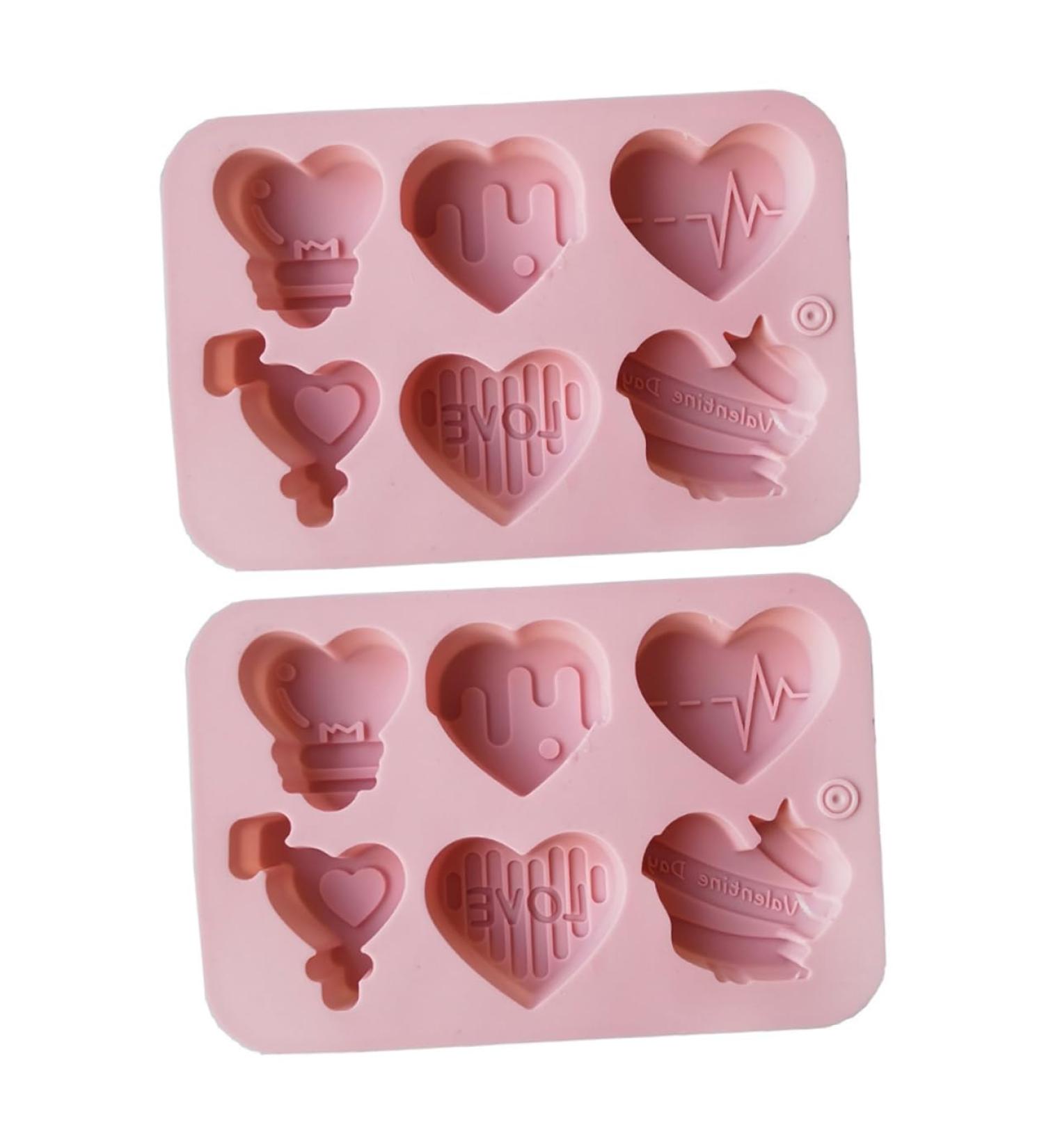 Alipis 2pcs Heart Chocolate Mold DIY Candle Mould Heart Shaped Dessert Mold Tray Mousse Pink - Buy Online on GoSupps.com